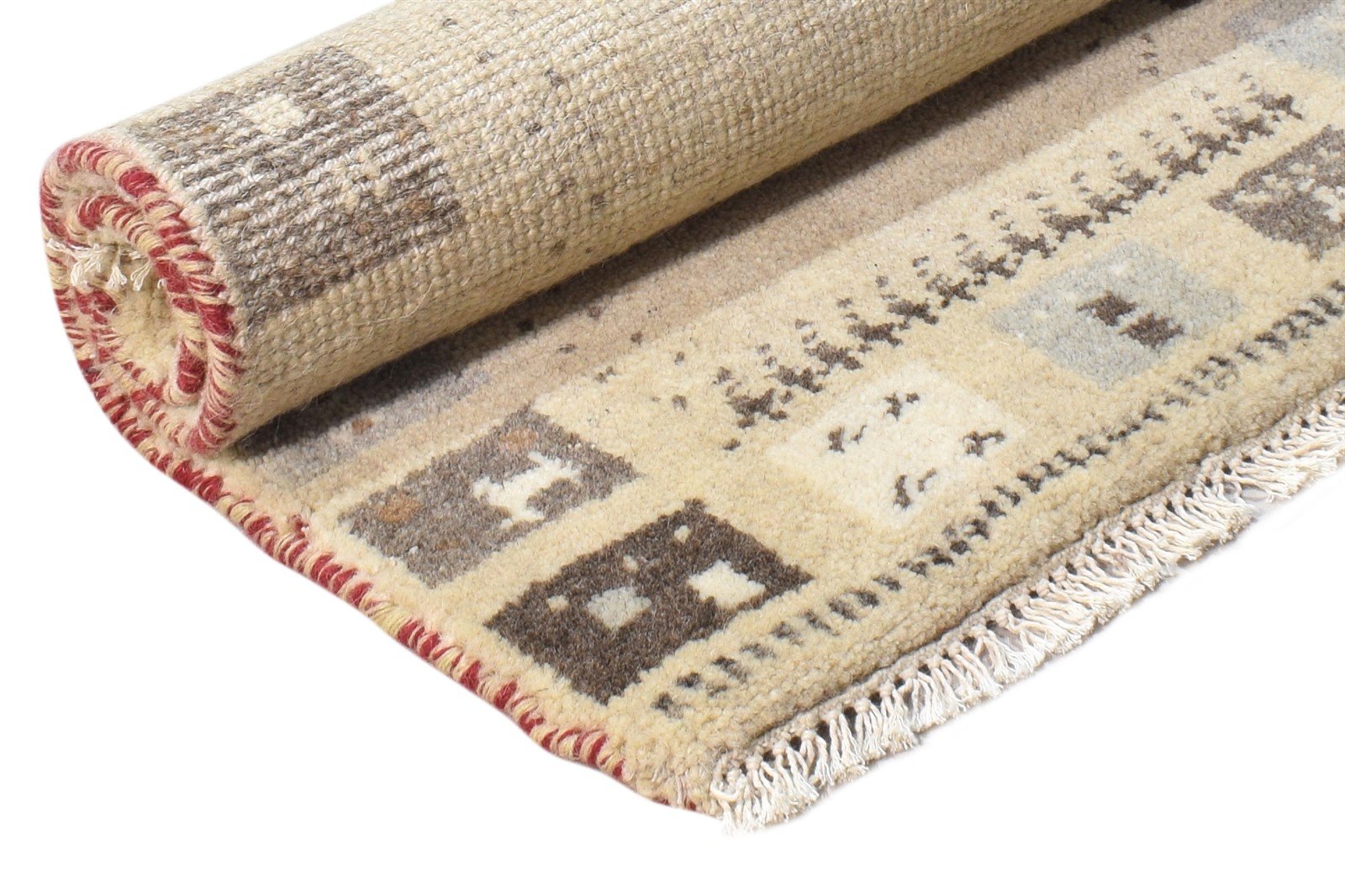 Beige Wool Rug 2' X 3' Southwestern Hand Knotted Gabbeh Tribal Small Carpet 7865102336149