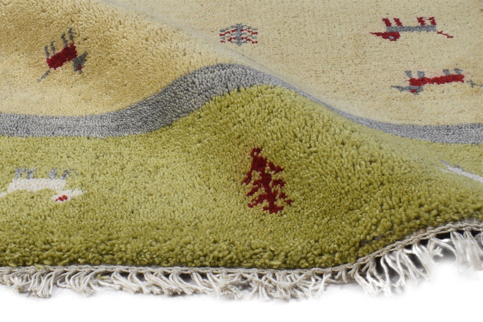 Beige Wool Rug 2' X 3' Tribal Hand Knotted Gabbeh Southwestern Small Carpet 7864502812821