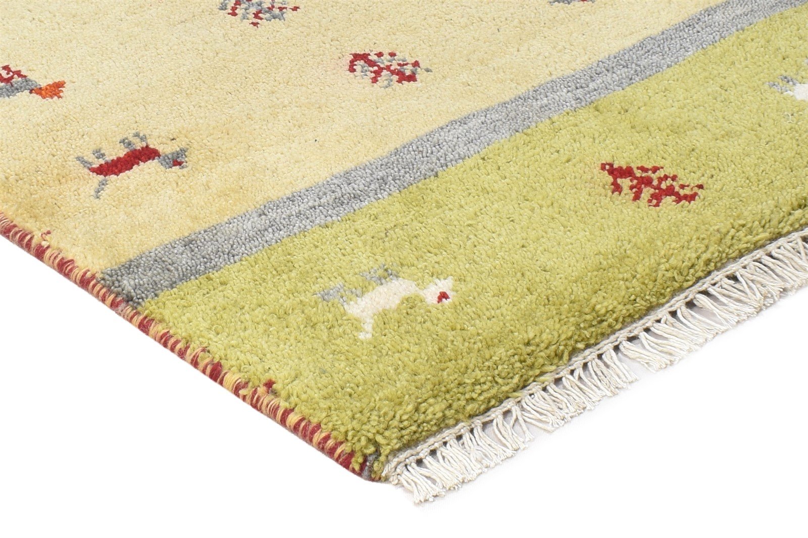 Beige Wool Rug 2' X 3' Tribal Hand Knotted Gabbeh Southwestern Small Carpet 7864502812821