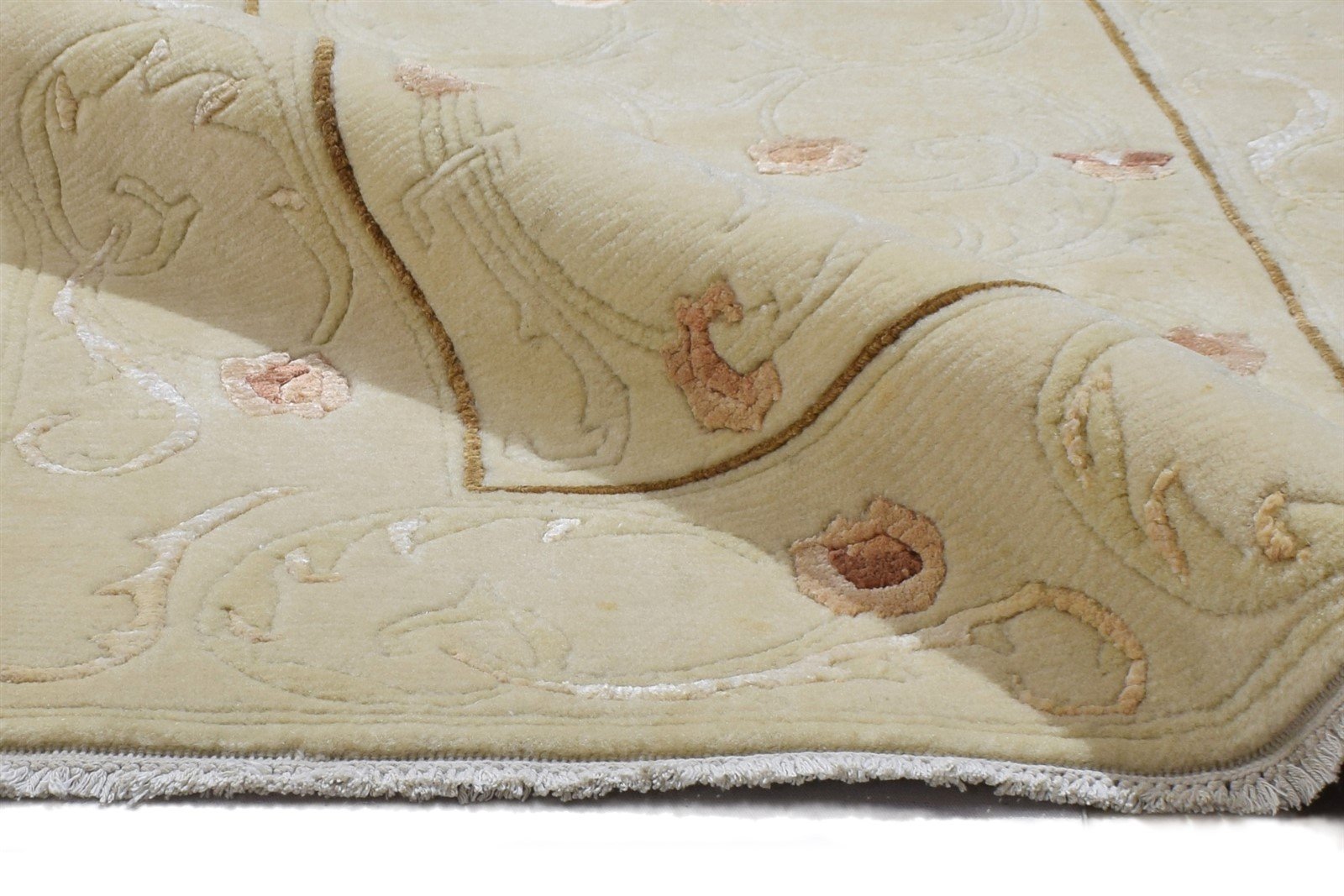 Beige Wool Rug 3' X 5' Persian Hand Knotted Aubusson Oriental Small Carpet 7864327897237