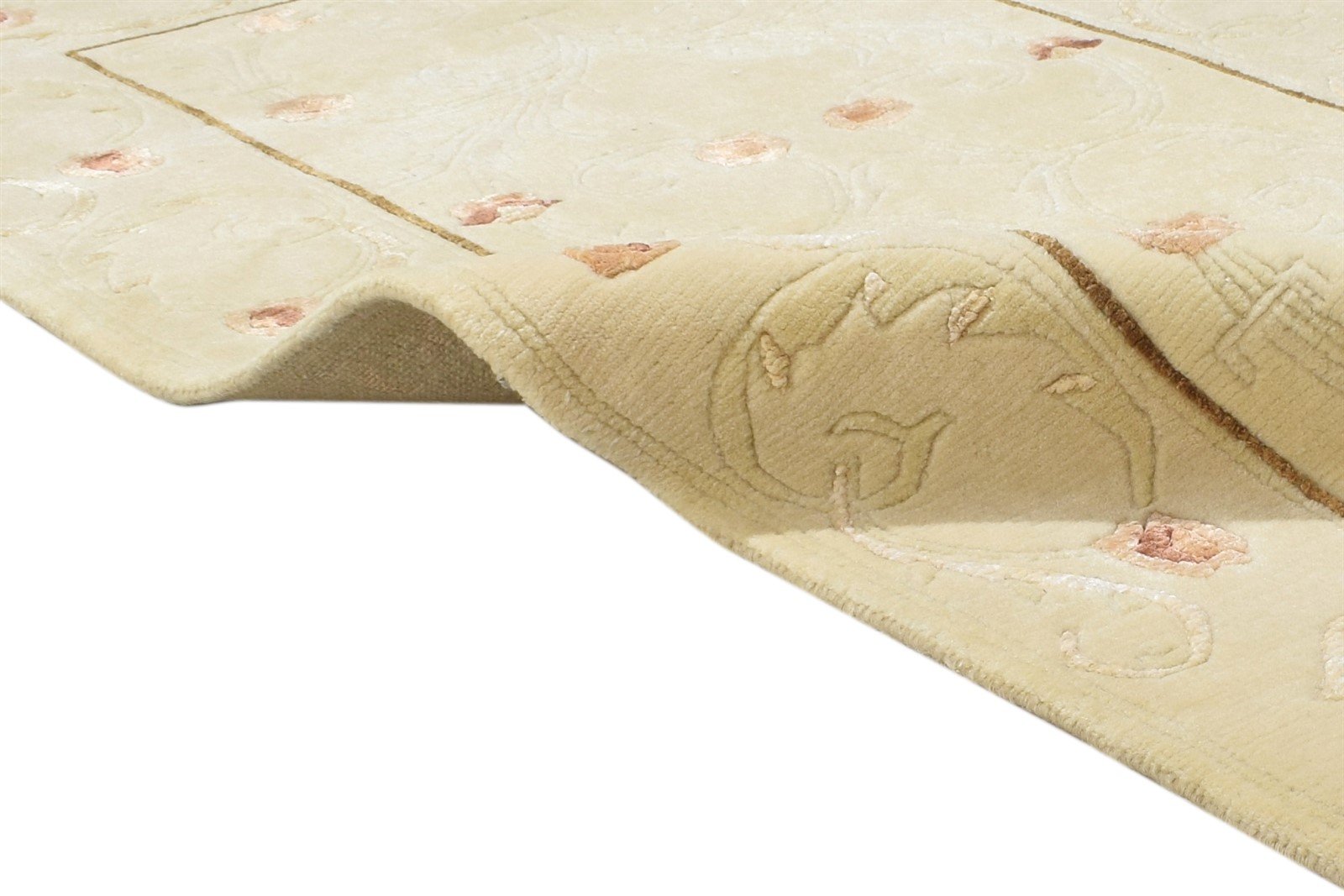 Beige Wool Rug 3' X 5' Persian Hand Knotted Aubusson Oriental Small Carpet 7864327897237