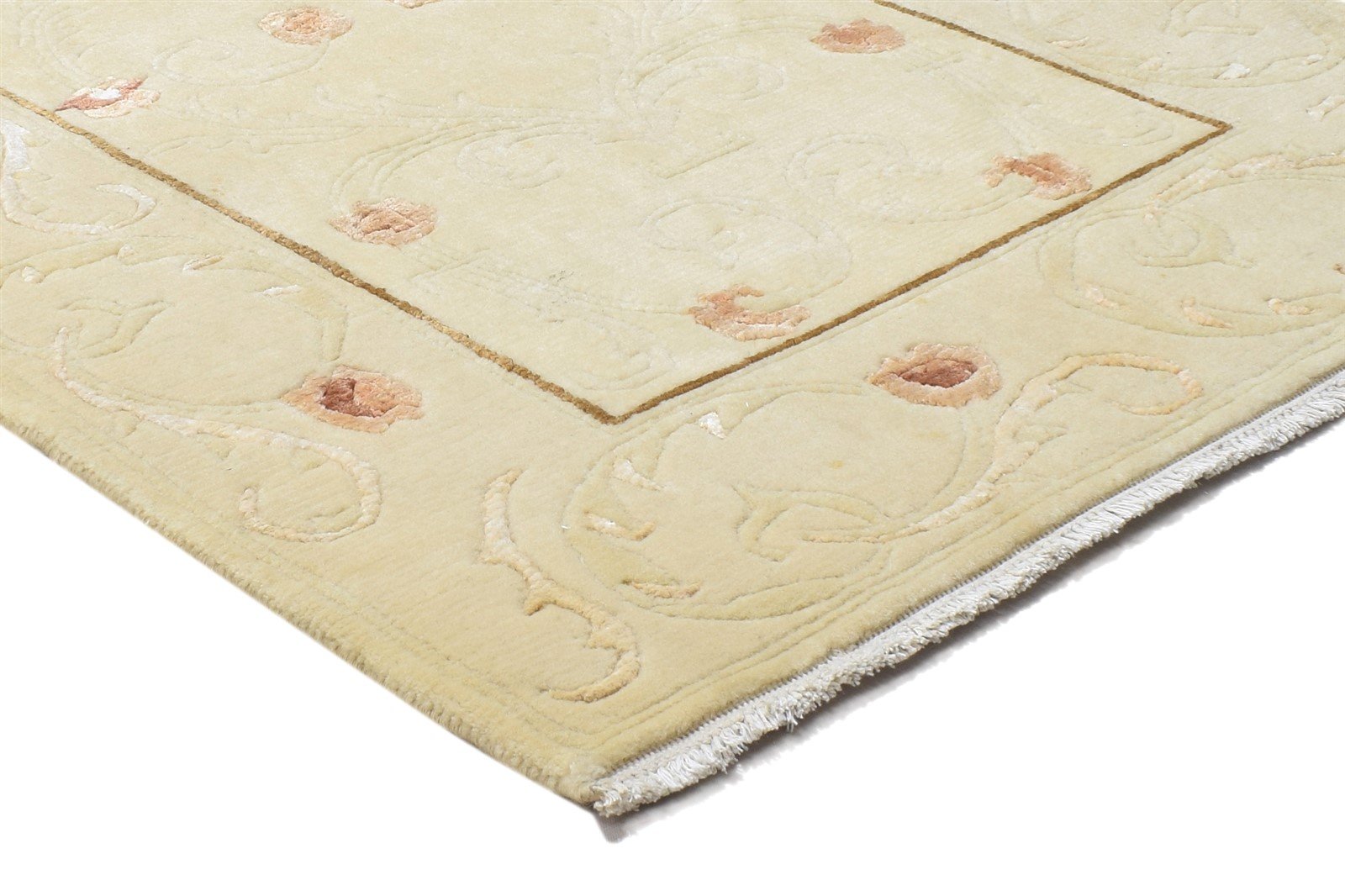 Beige Wool Rug 3' X 5' Persian Hand Knotted Aubusson Oriental Small Carpet 7864327897237