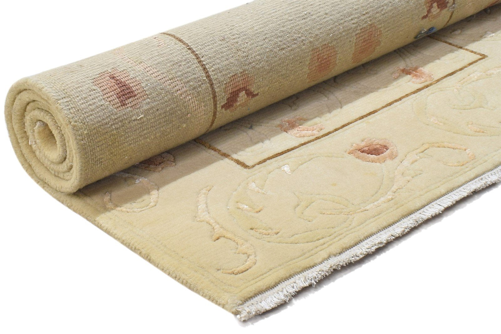 Beige Wool Rug 3' X 5' Persian Hand Knotted Aubusson Oriental Small Carpet 7864327897237