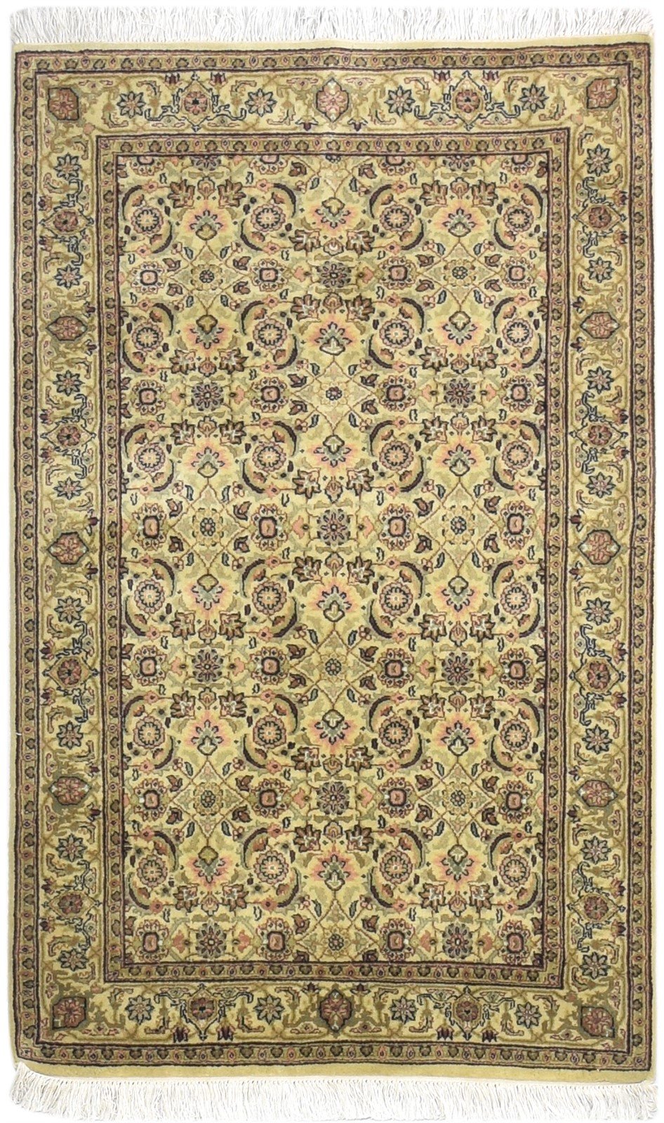 Beige Wool Rug 3' X 5' Persian Hand Knotted Bijar Oriental Room Size Carpet 7864667635861