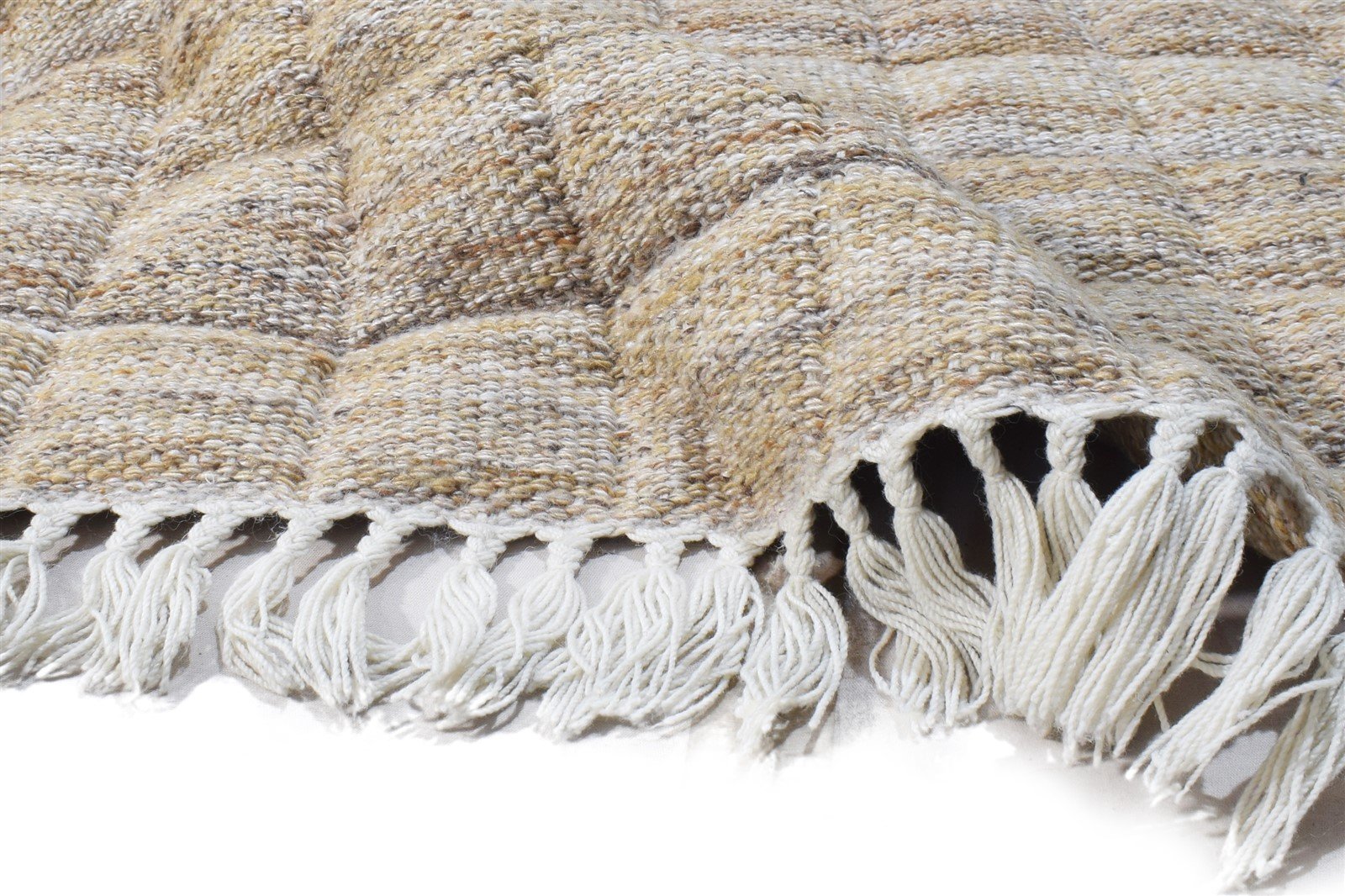 Beige Wool Rug 4' X 6' Modern Dhurrie Scandinavian Nordic Room Size Carpet 7865004294293