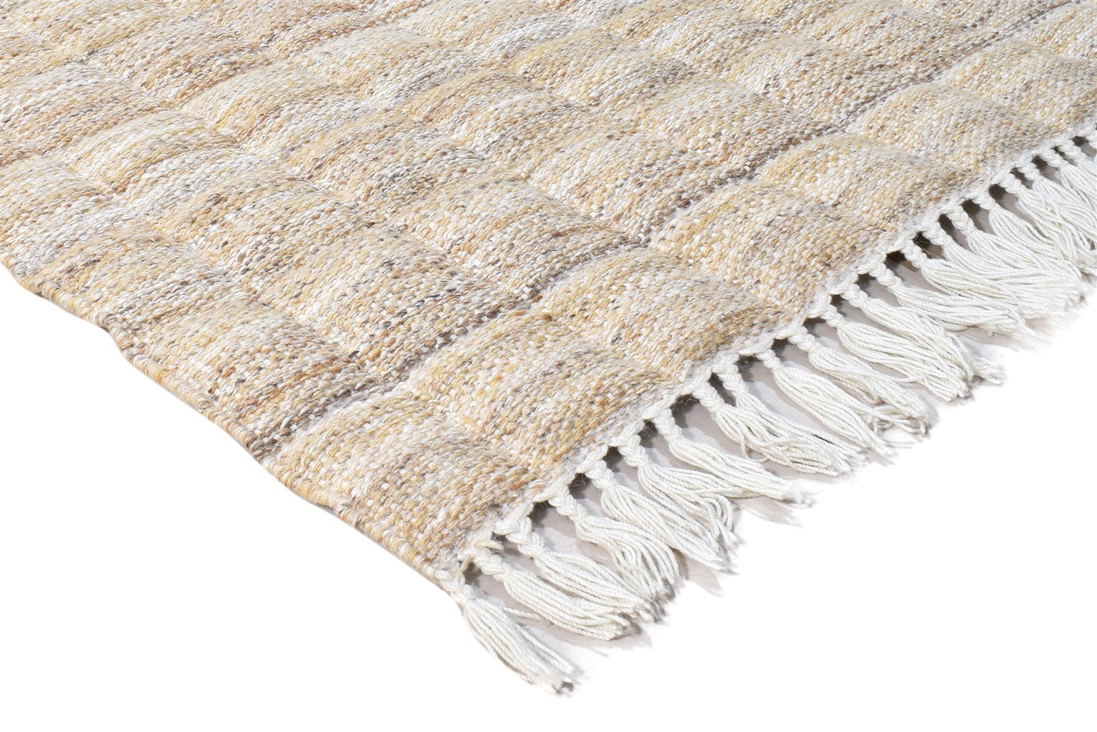 Beige Wool Rug 4' X 6' Modern Dhurrie Scandinavian Nordic Room Size Carpet 7865004294293