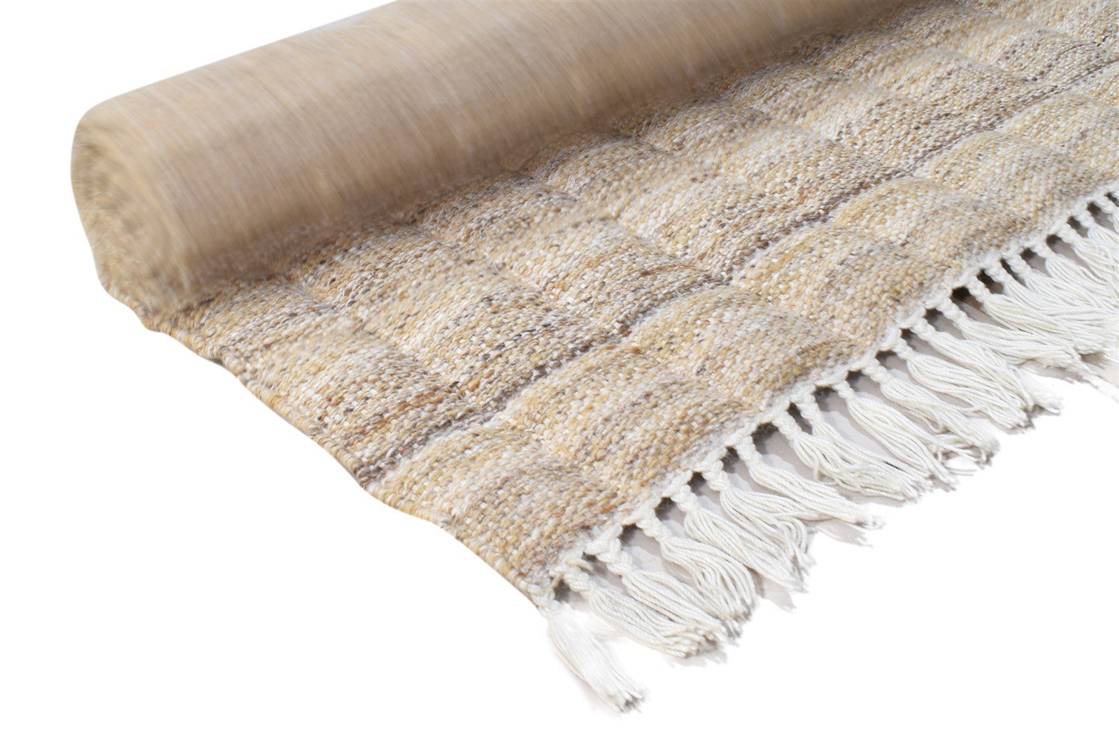 Beige Wool Rug 4' X 6' Modern Dhurrie Scandinavian Nordic Room Size Carpet 7865004294293