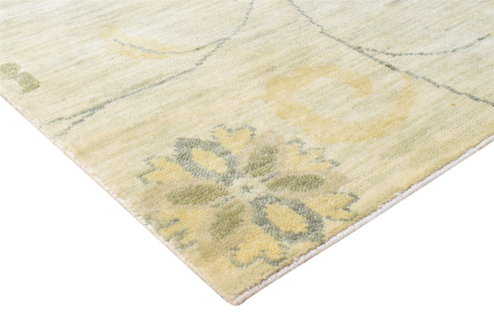 Beige Wool Rug 4' X 6' Modern Hand Knotted French Floral Room Size Carpet 7865115705493