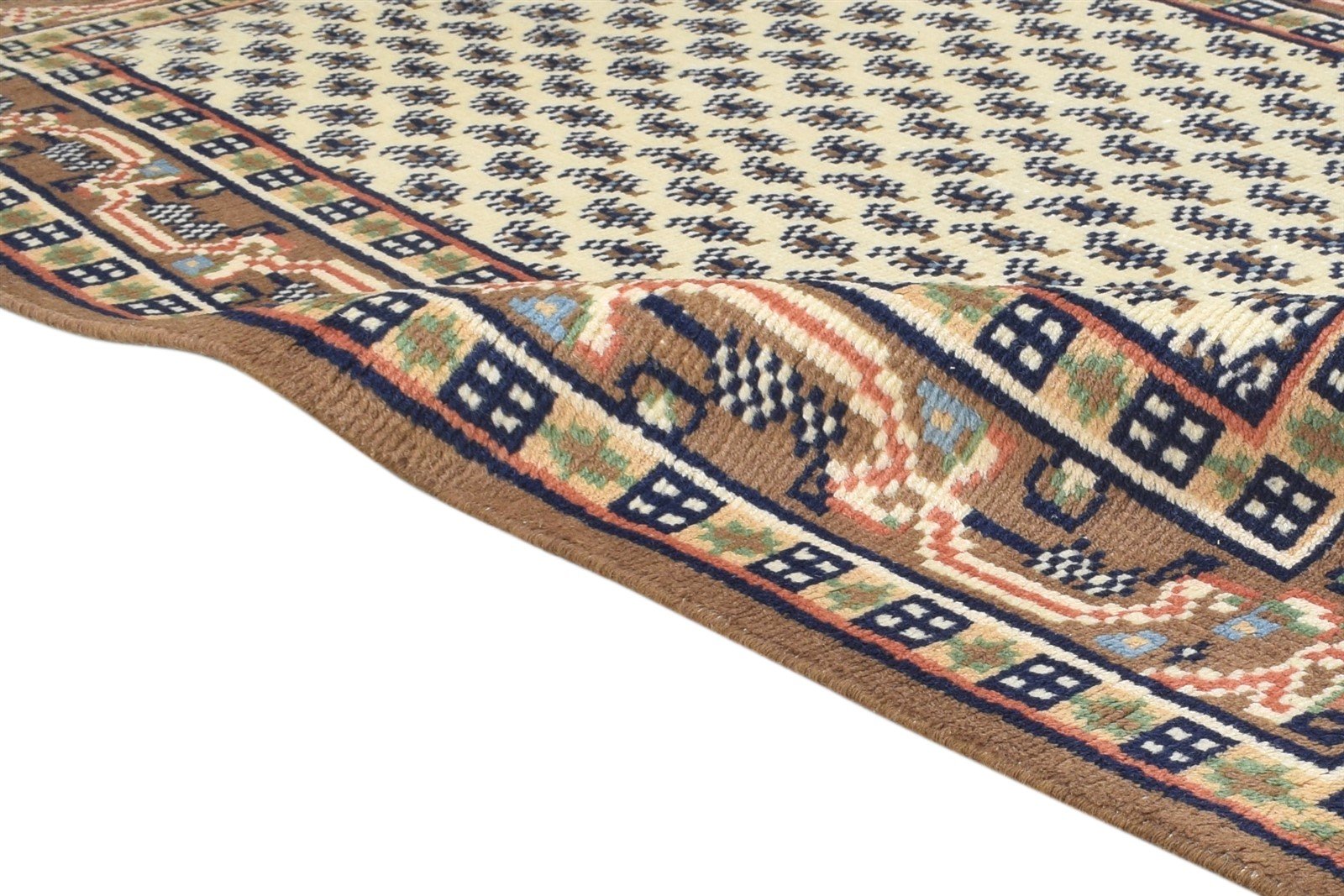 Beige Wool Rug 4' X 6' Persian Hand Knotted Mir Oriental Room Size Carpet 7864869683349