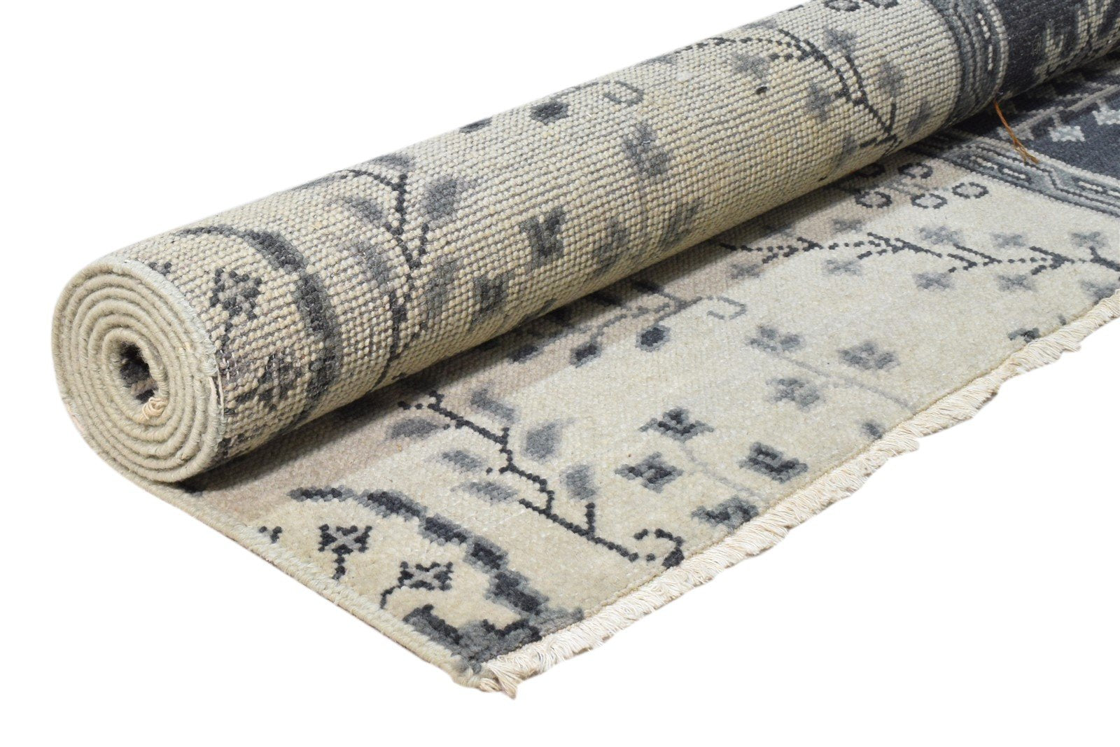 Beige Wool Rug 4X6 Persian Hand Knotted Sarouk-Indian Oriental Room Size Carpet 7860681310357