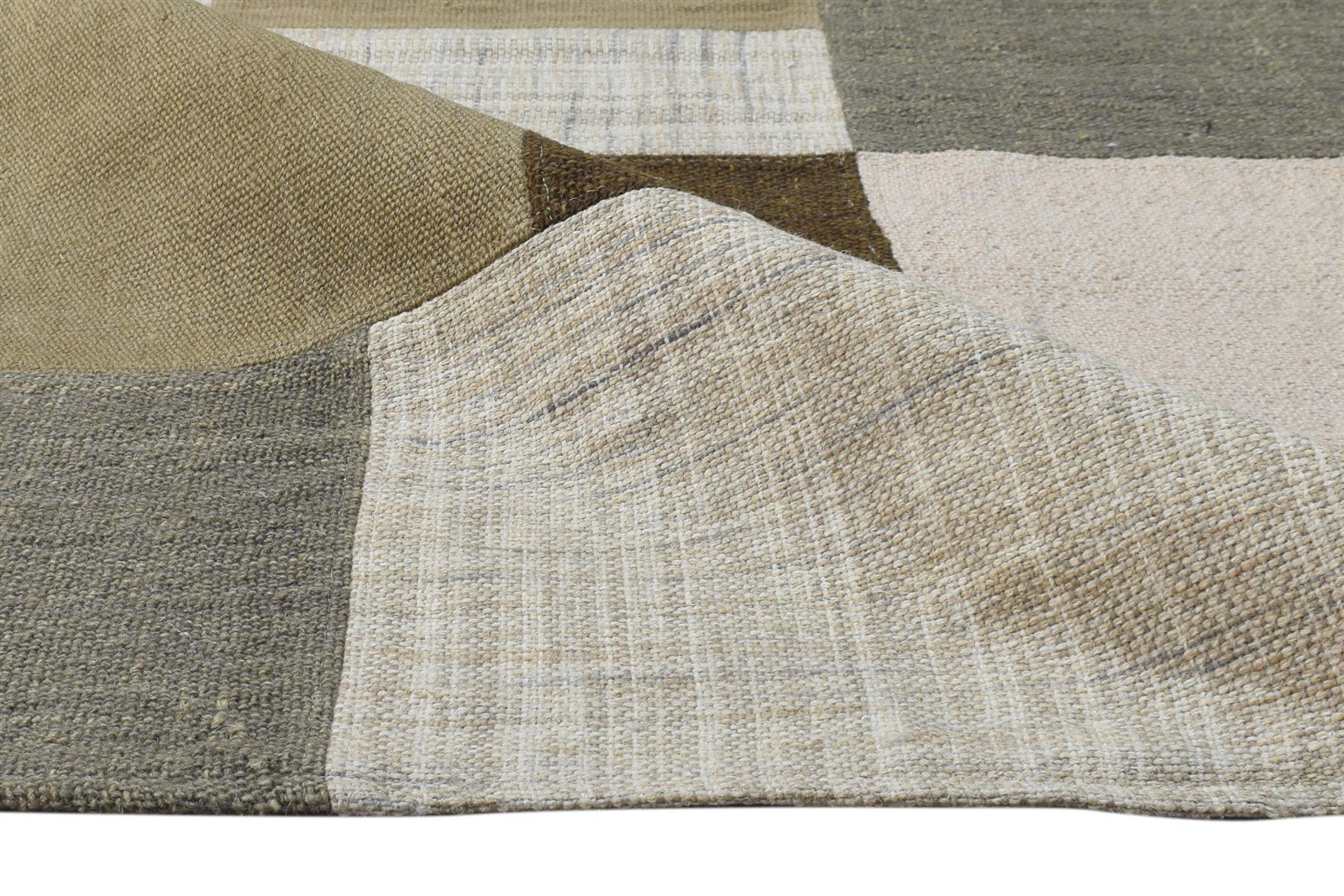 Beige Wool Rug 5' X 6' Modern Dhurrie Scandinavian Geometric Room Size Carpet 7864674484373