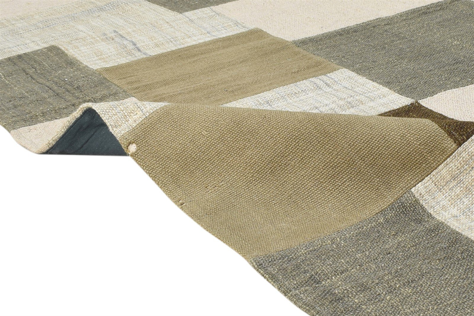 Beige Wool Rug 5' X 6' Modern Dhurrie Scandinavian Geometric Room Size Carpet 7864674484373