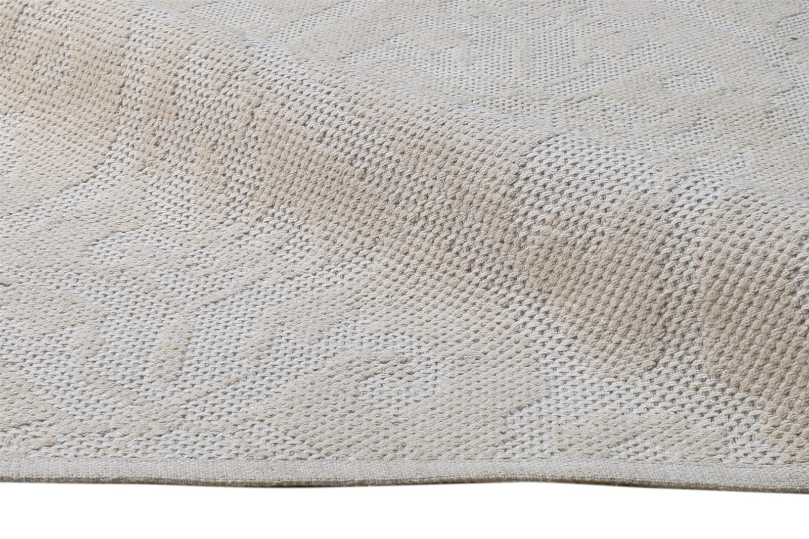 Silvia Beige Wool Rug 5' X 7' Modern Dhurrie Scandinavian Floral 7865191465109