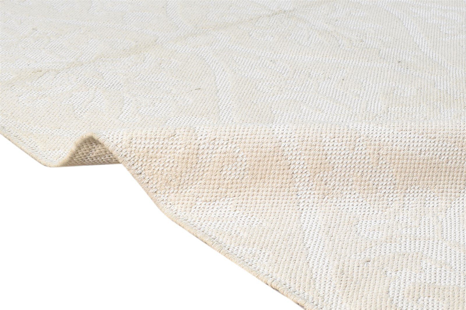 Silvia Beige Wool Rug 5' X 7' Modern Dhurrie Scandinavian Floral 7865191465109