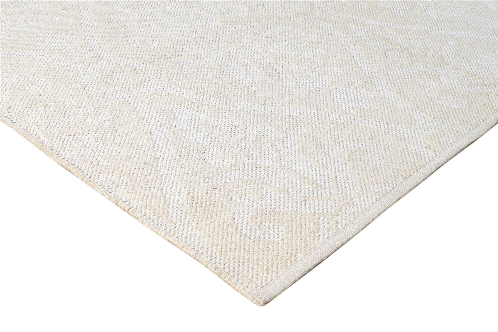 Silvia Beige Wool Rug 5' X 7' Modern Dhurrie Scandinavian Floral 7865191465109