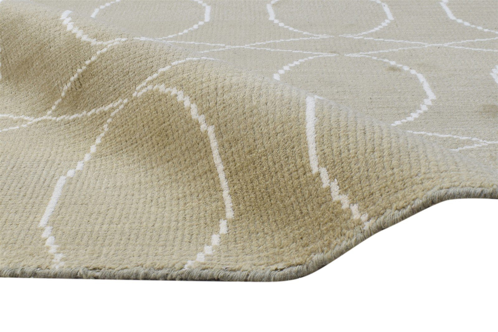 Beige Wool Rug 5' X 7' Modern Hand Knotted Scandinavian Trellis Room Size Carpet 7864414437525