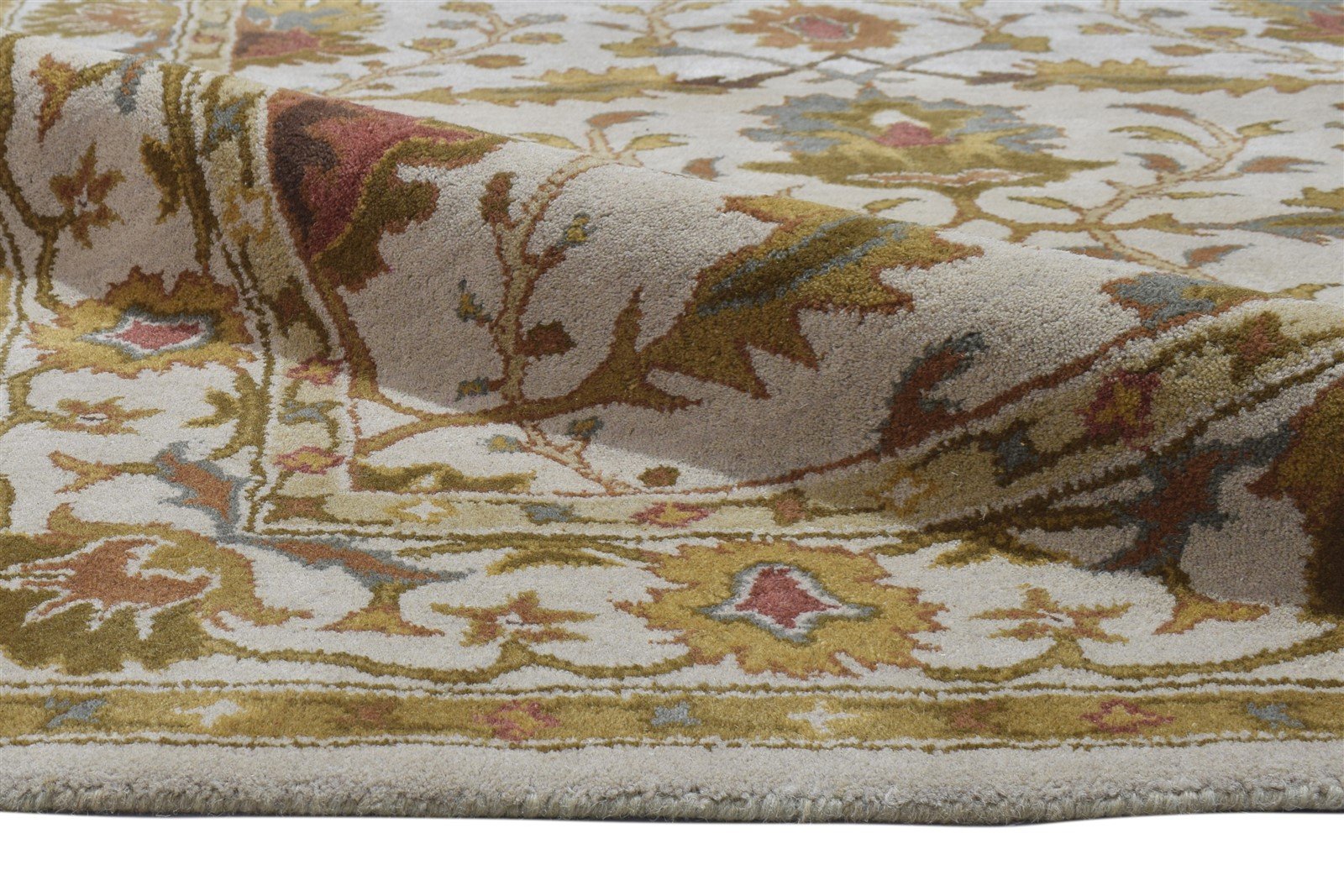Beige Wool Rug 5' X 7' Persian Hand Tufted Kashan Oriental Room Size Carpet 7864096260245