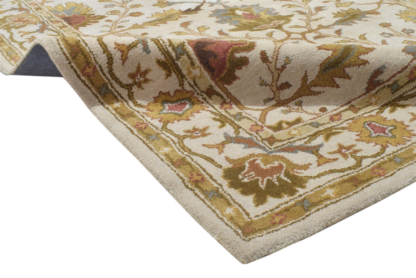 Beige Wool Rug 5' X 7' Persian Hand Tufted Kashan Oriental Room Size Carpet 7864096260245