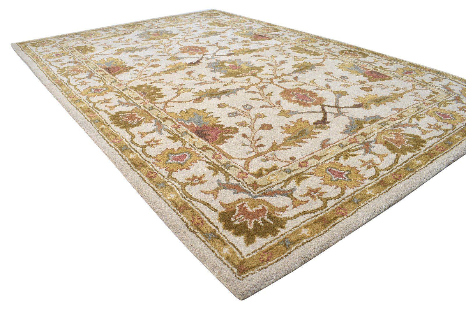 Beige Wool Rug 5' X 7' Persian Hand Tufted Kashan Oriental Room Size Carpet 7864096260245