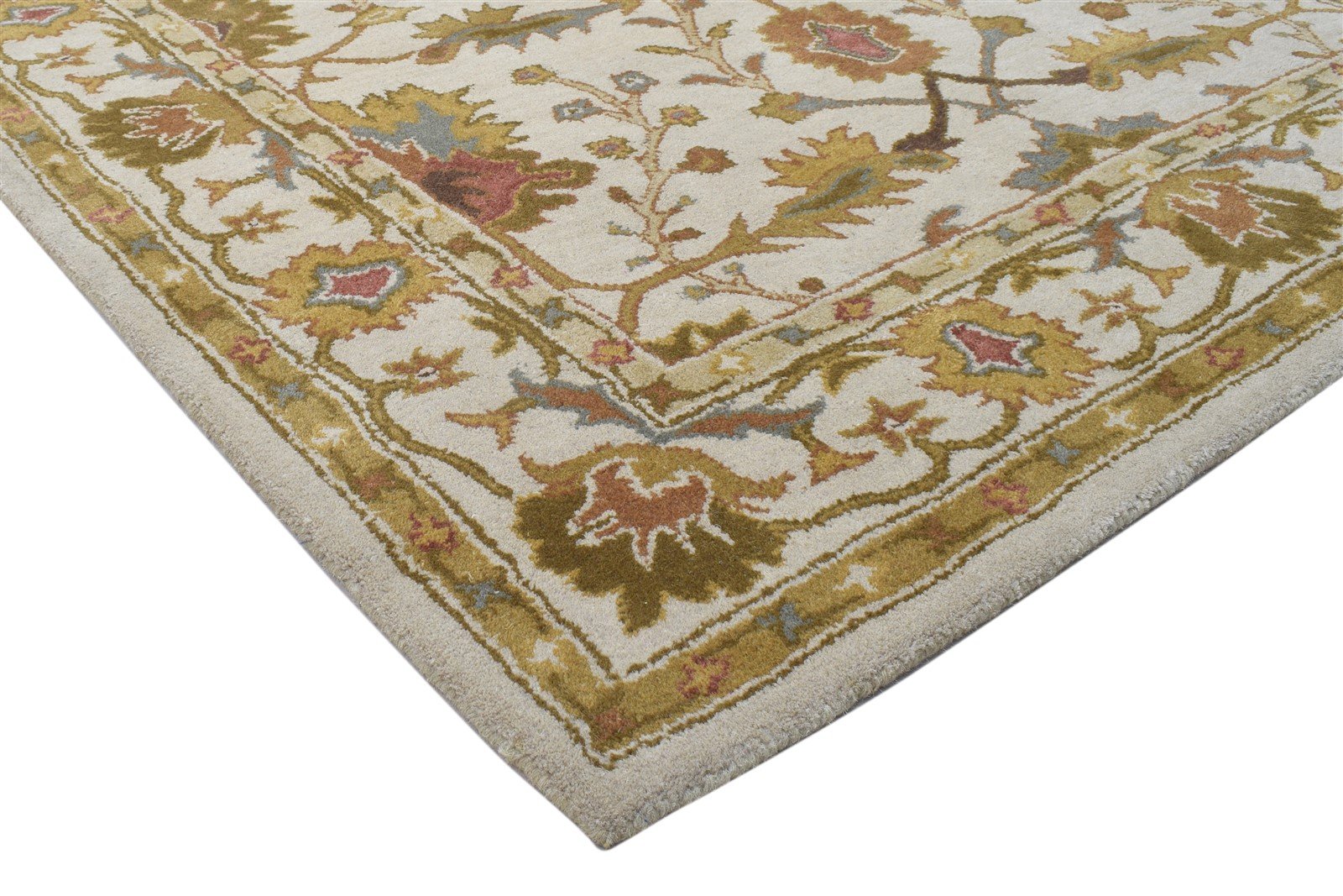 Beige Wool Rug 5' X 7' Persian Hand Tufted Kashan Oriental Room Size Carpet 7864096260245