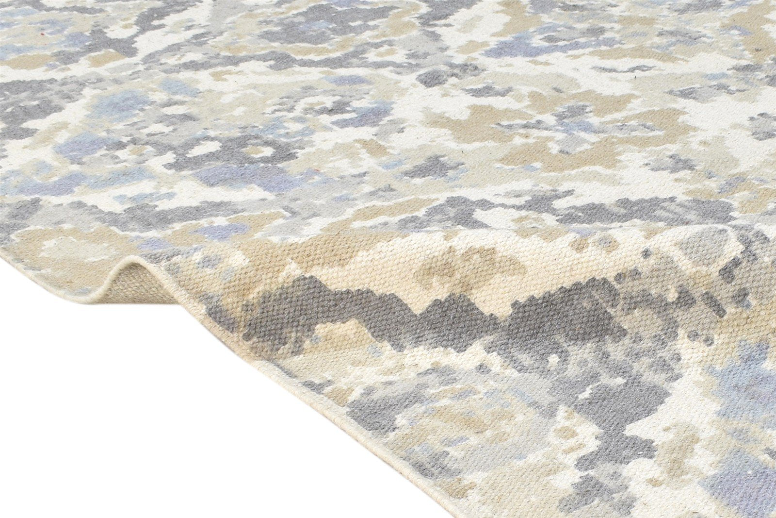 Beige Wool Rug 5' X 8' Modern Dhurrie American Abstract Room Size Carpet 7864674320533
