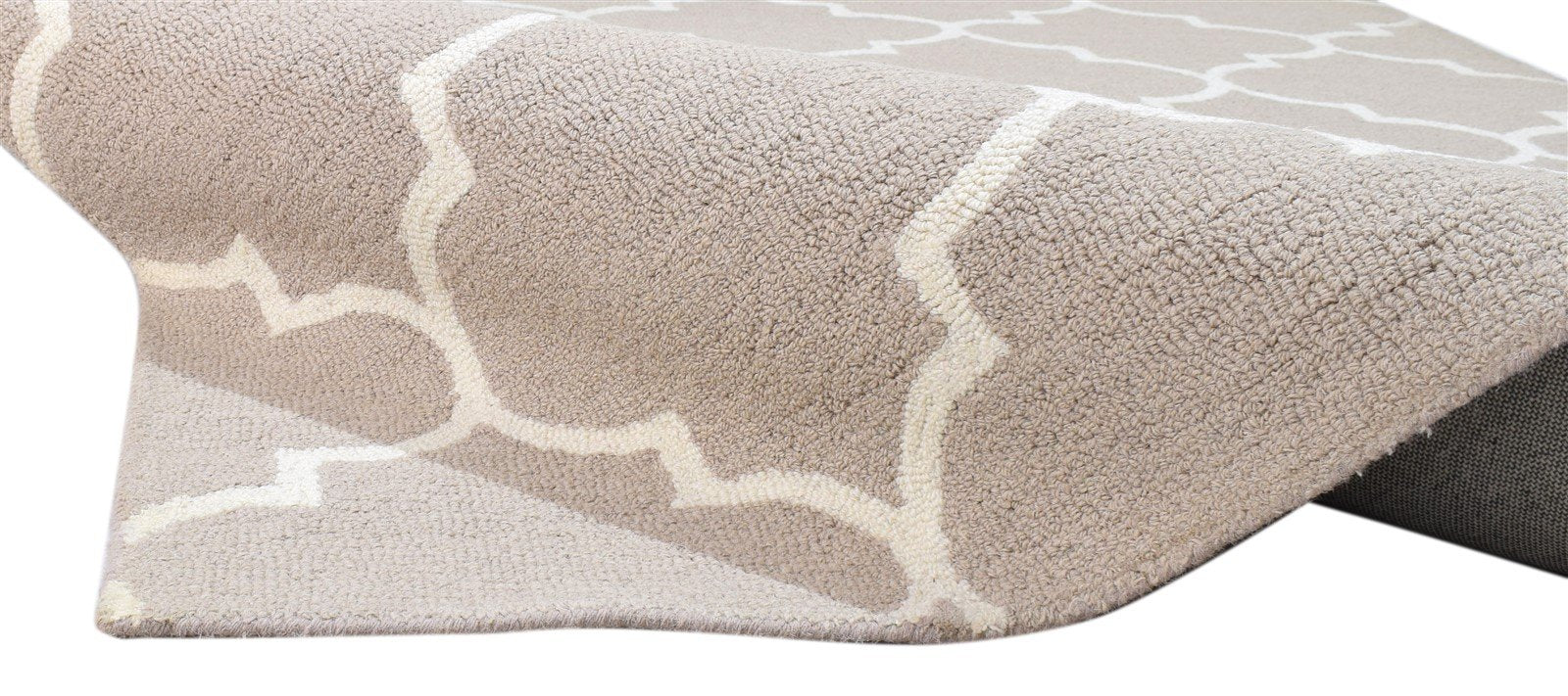 Beige Wool Rug 5' X 8' Modern Hand Tufted Moroccan Trellis Room Size Carpet 7860685602965