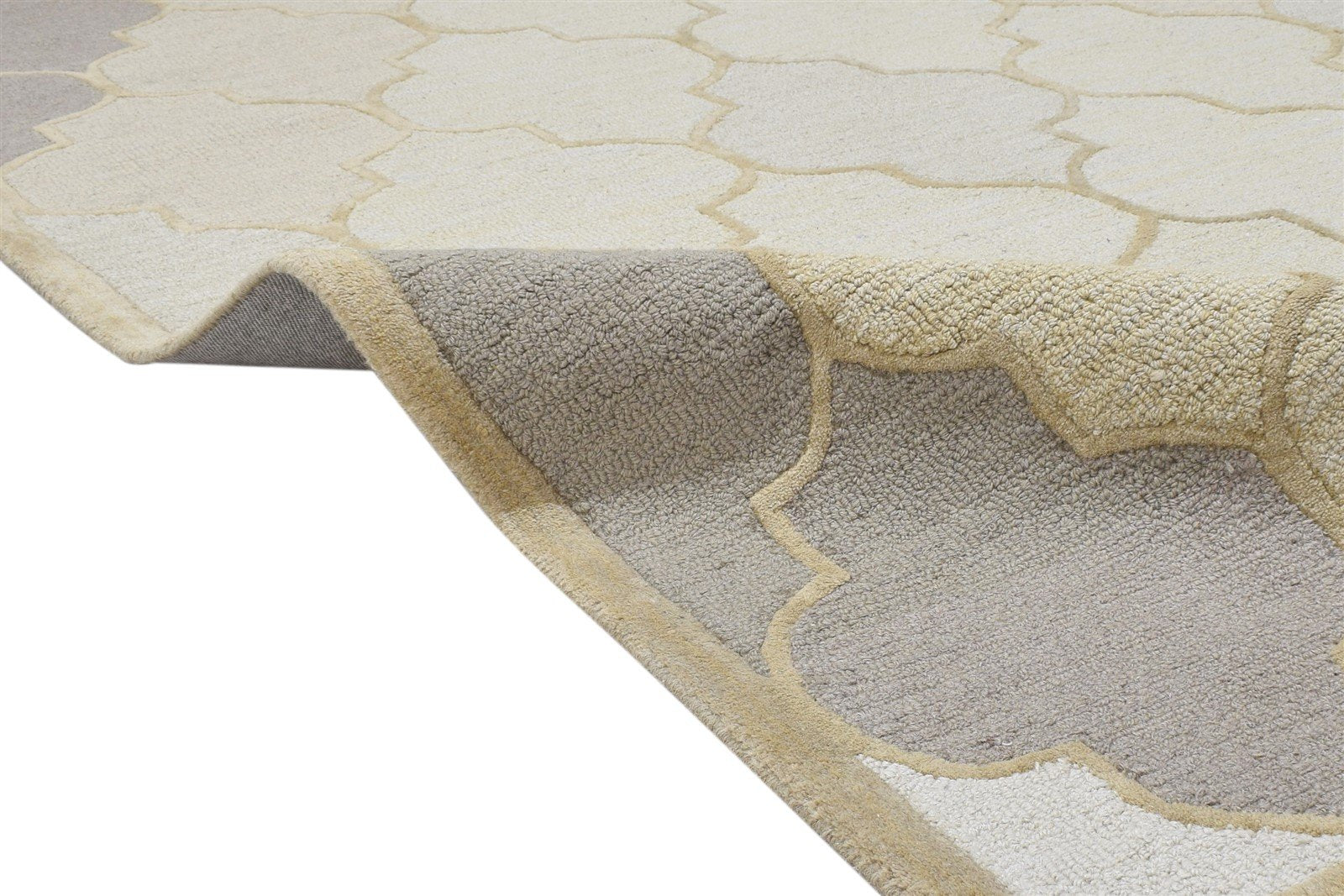 Beige Wool Rug 5' X 8' Modern Hand Tufted Moroccan Trellis Room Size Carpet 7864244011157