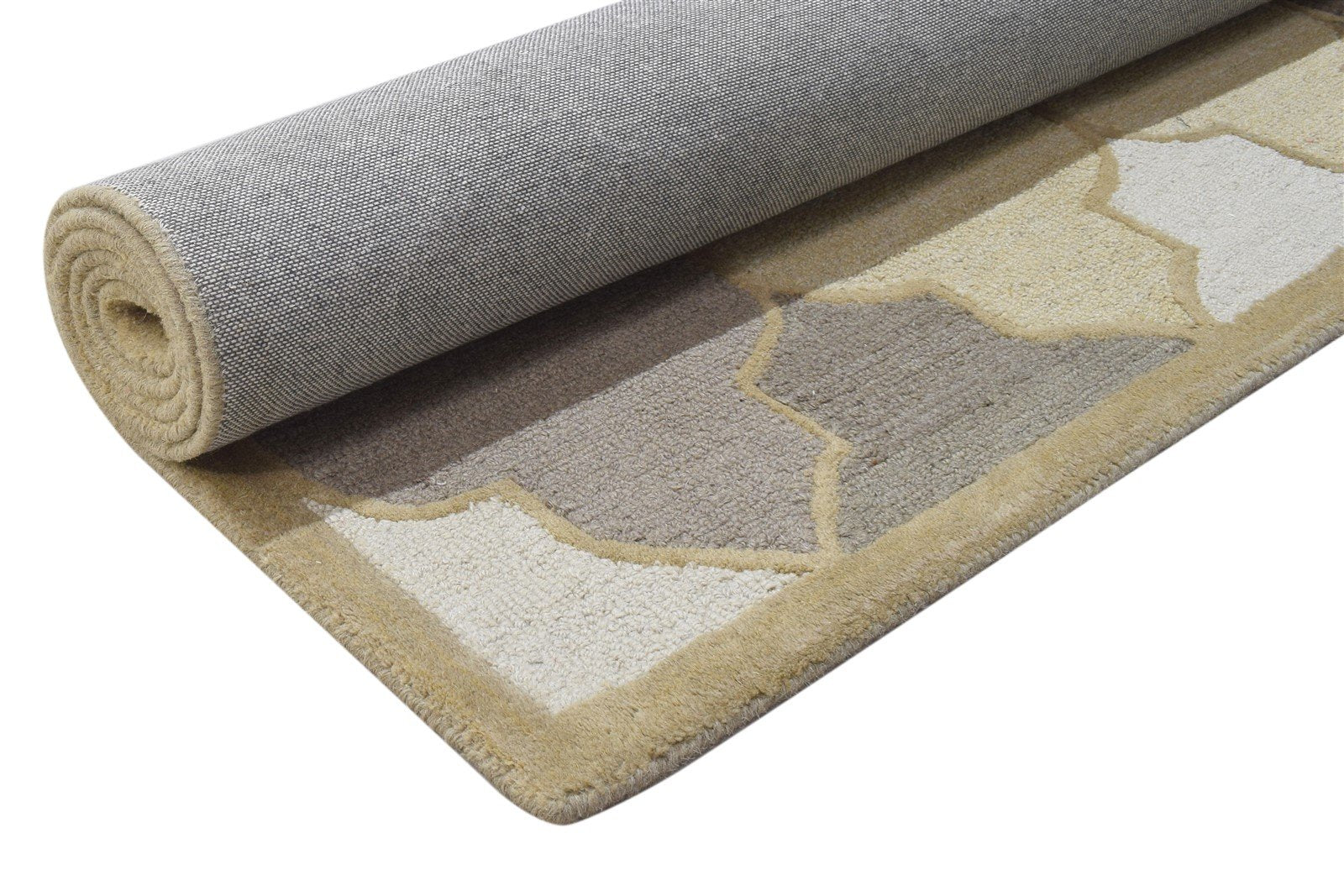 Beige Wool Rug 5' X 8' Modern Hand Tufted Moroccan Trellis Room Size Carpet 7864244011157