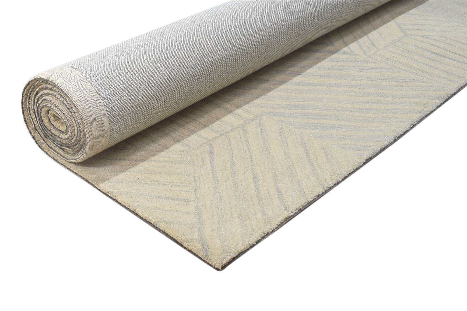 Beige Wool Rug 5X8 Modern Hand Tufted Scandinavian Geometric Room Size Carpet 7864093671573