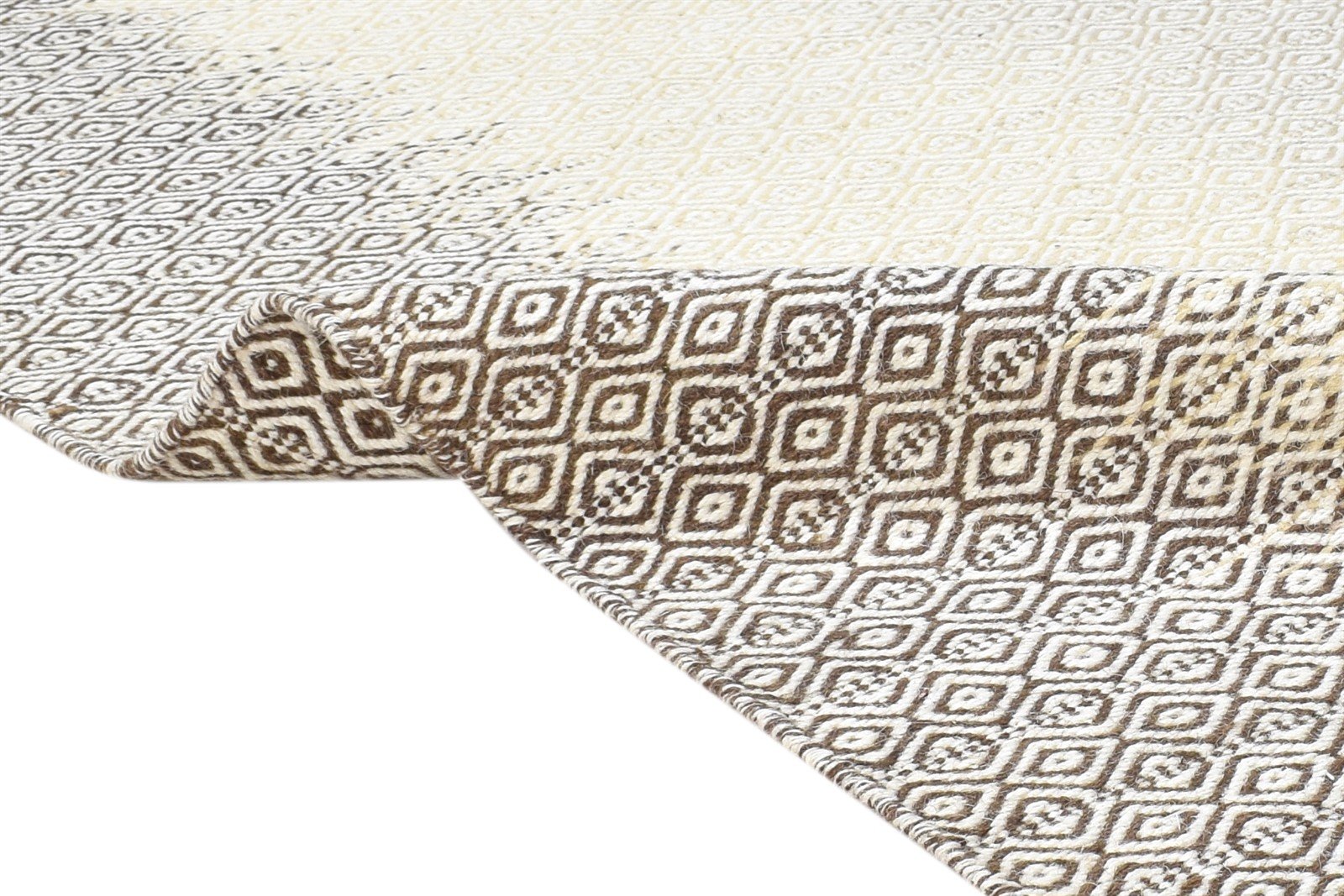 Beige Wool Rug 6' X 8' Modern Dhurrie Shibori Ombre Room Size Carpet 7865049415829