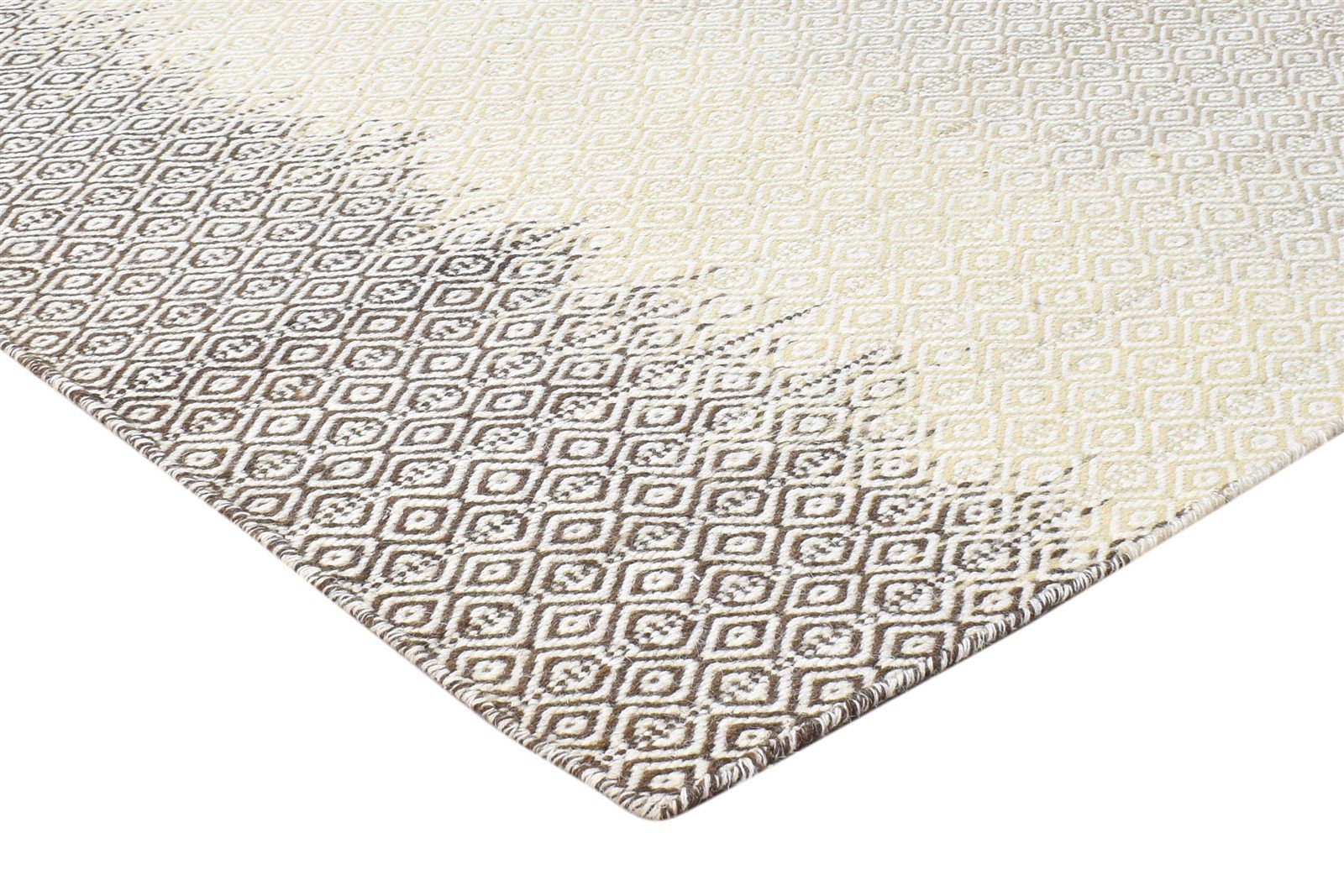 Beige Wool Rug 6' X 8' Modern Dhurrie Shibori Ombre Room Size Carpet 7865049415829