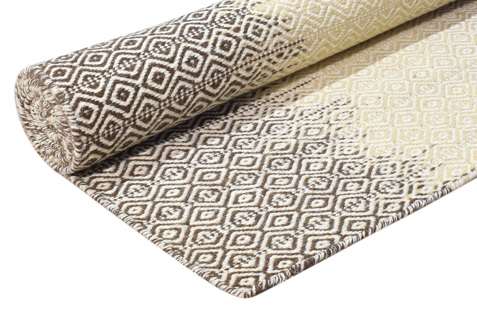 Beige Wool Rug 6' X 8' Modern Dhurrie Shibori Ombre Room Size Carpet 7865049415829