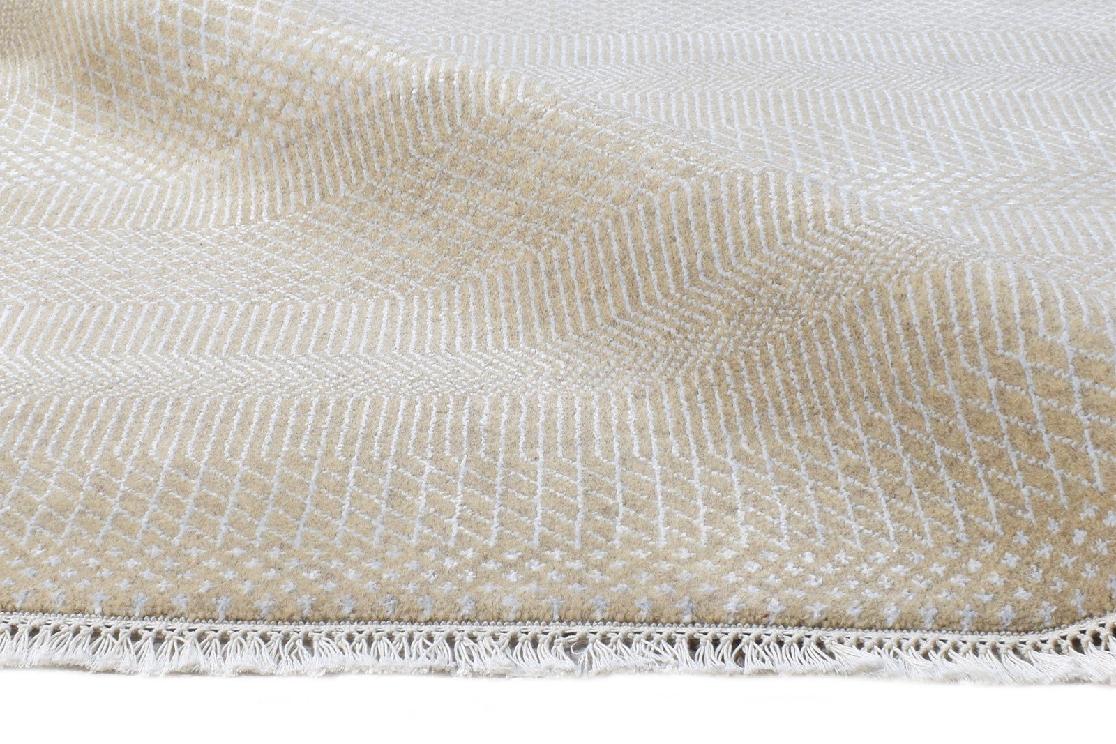 Beige Wool Rug 6' X 9' Modern Hand Knotted Agra Grass Trellis Room Size Carpet 7864612454549