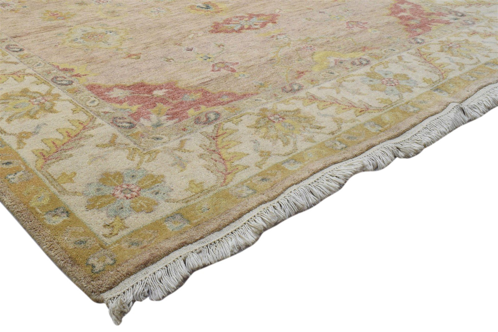 Beige Wool Rug 6' X 9' Persian Hand Knotted Kashan Oriental Room Size Carpet 7860701560981
