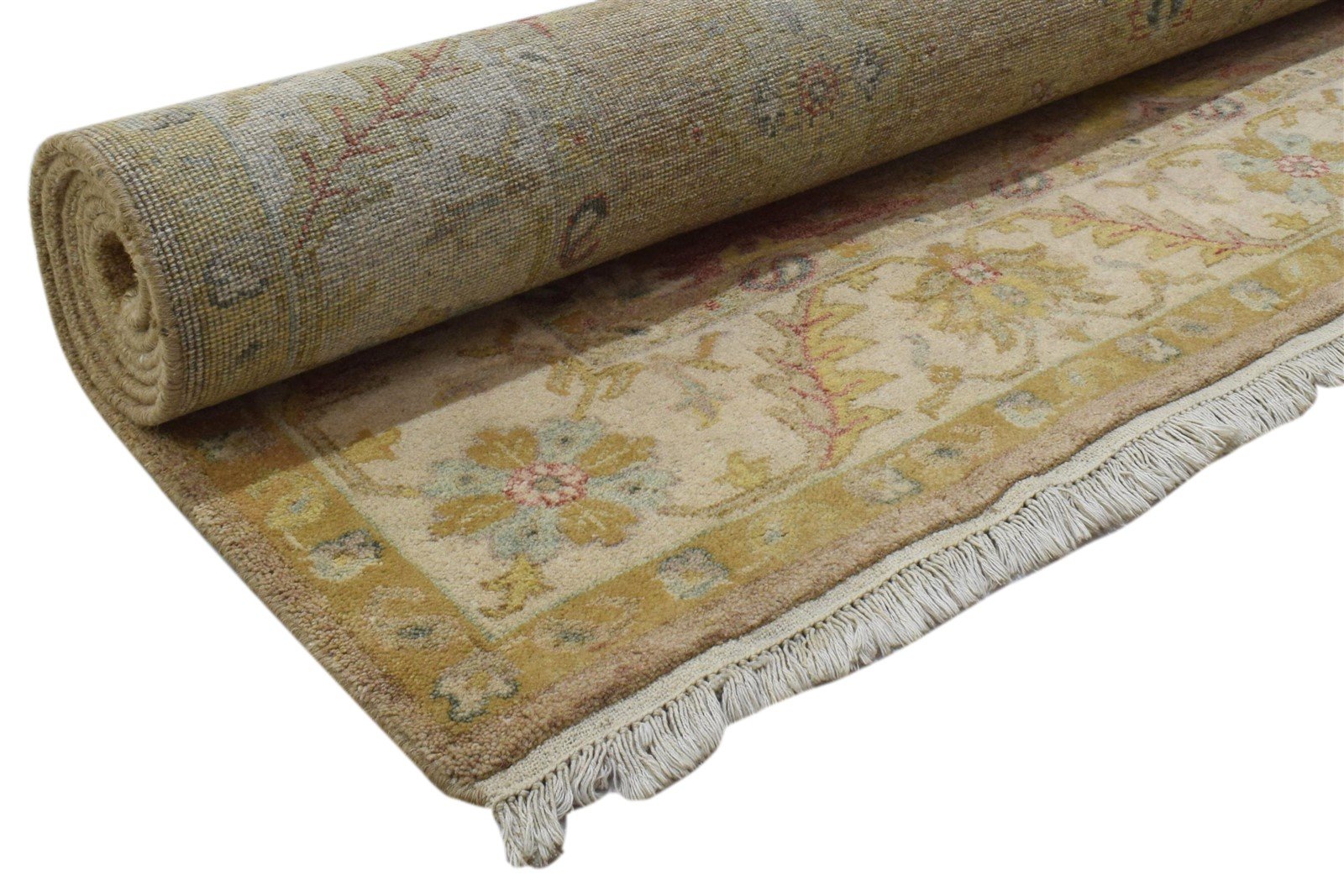 Beige Wool Rug 6' X 9' Persian Hand Knotted Kashan Oriental Room Size Carpet 7860701560981