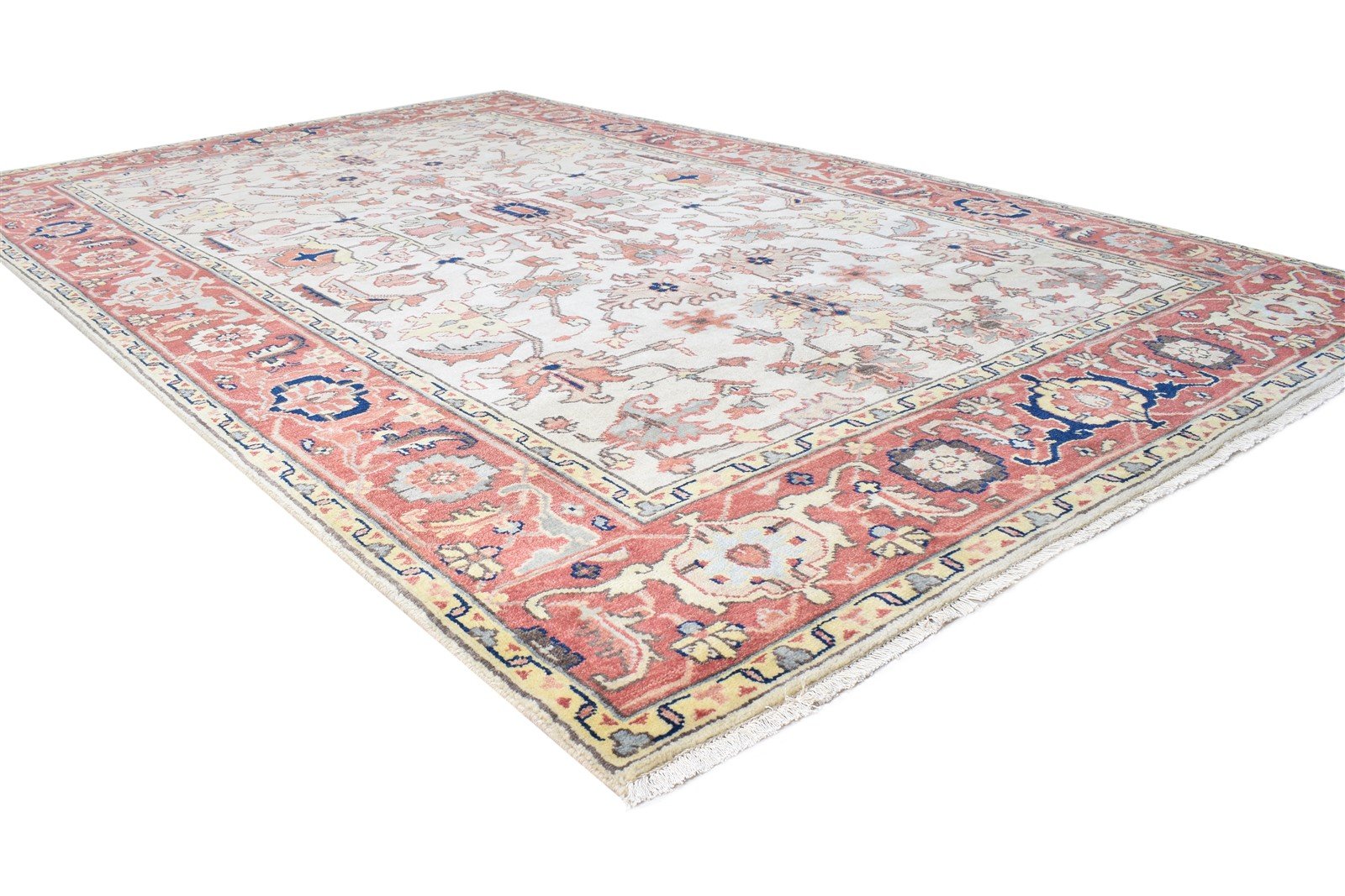 Beige Wool Rug 6' X 9' Persian Hand Knotted Oushak Oriental Room Size Carpet 7864999903381