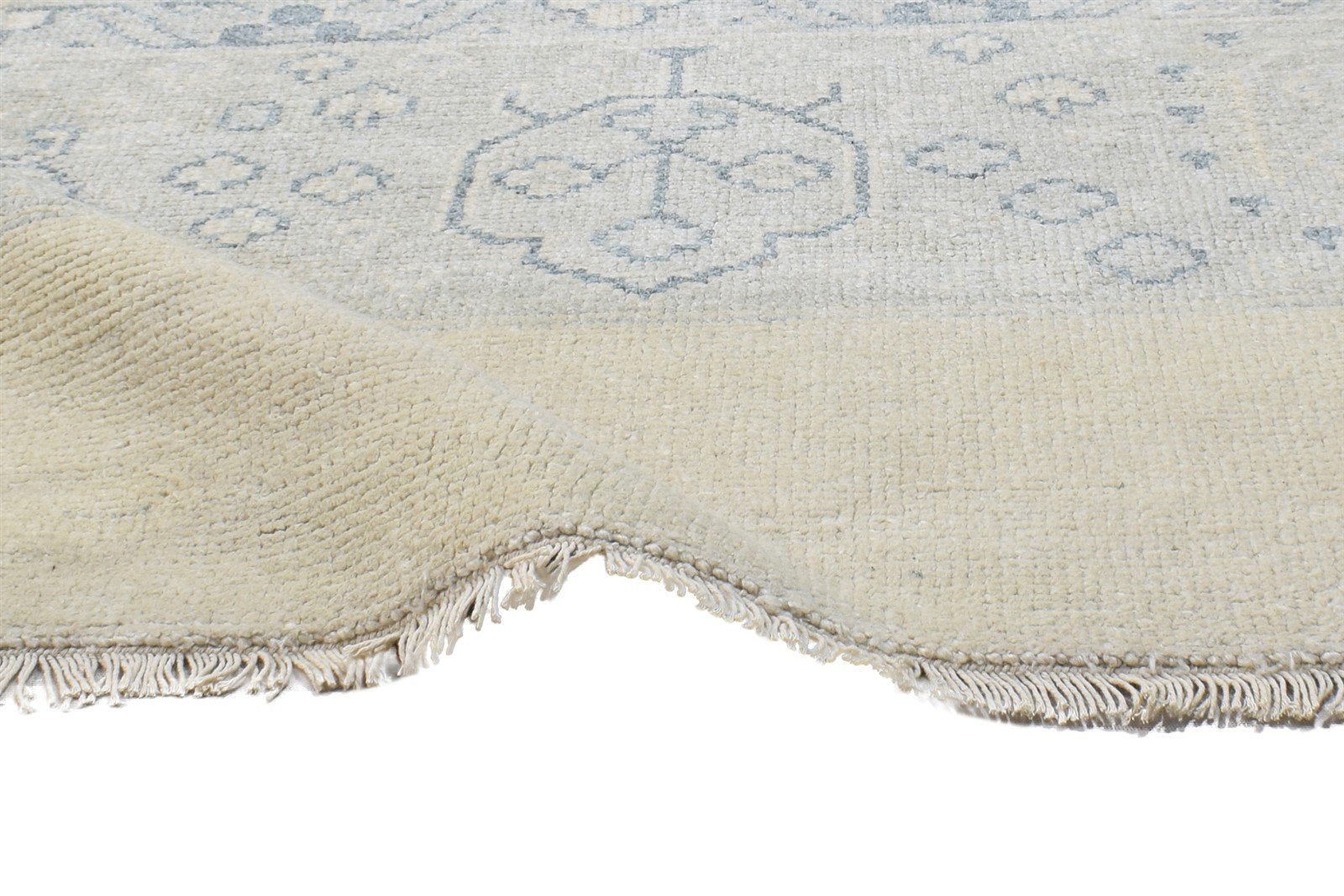 Beige Wool Silk Rug 2' X 2' Persian Hand Knotted Oushak Oriental Small Carpet 7864122081429