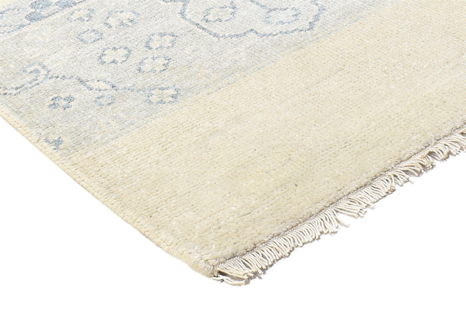 Beige Wool Silk Rug 2' X 2' Persian Hand Knotted Oushak Oriental Small Carpet 7864122081429