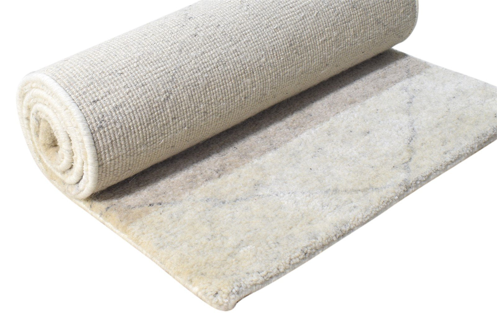 Beige Wool Silk Rug 2' X 5' Shag Hand Knotted Moroccan Diamond Small Carpet 7865143361685