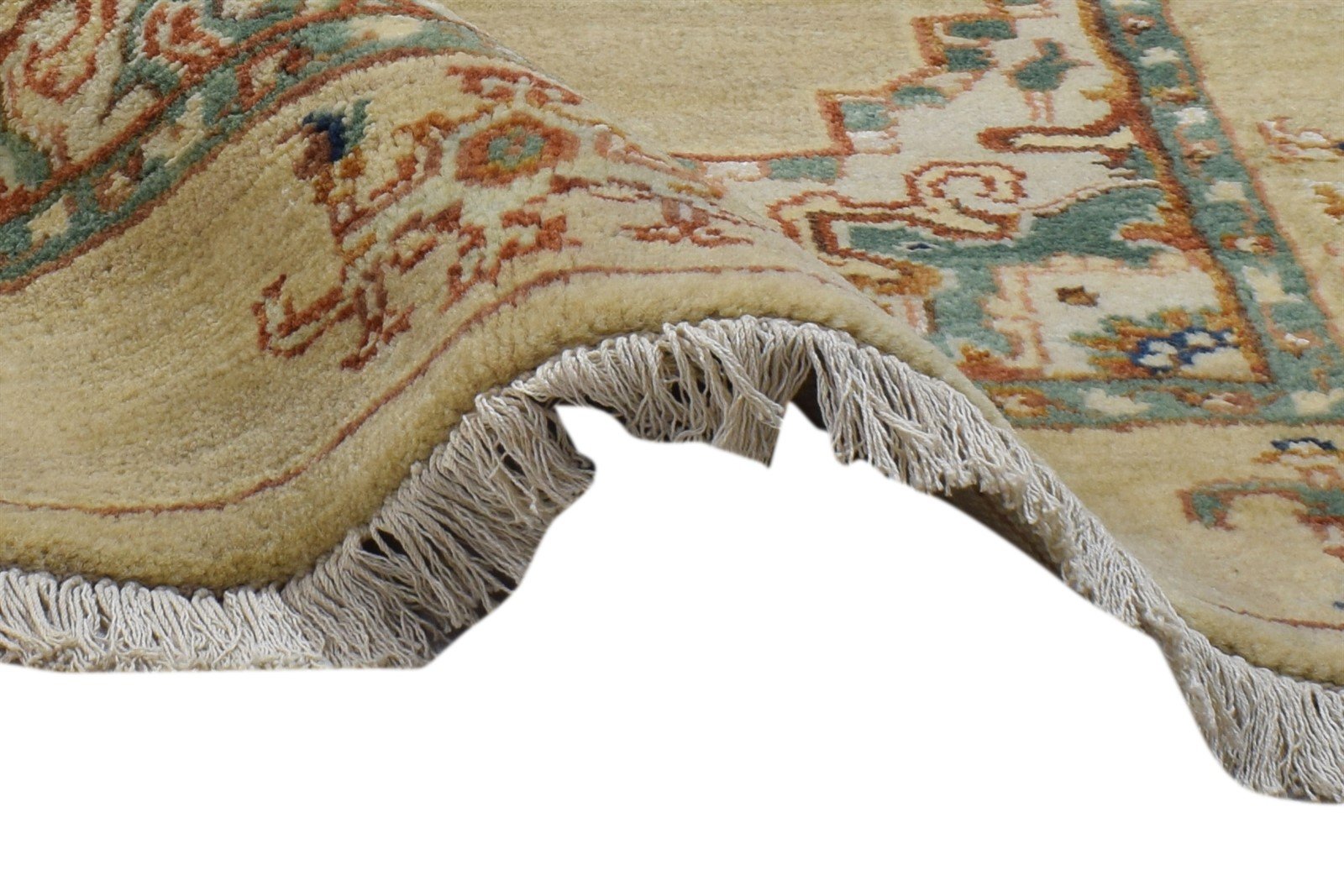 Beige Wool / Silk Rug 3' X 9' Persian Hand Knotted Oushak Oriental Small Runner 7864089116821