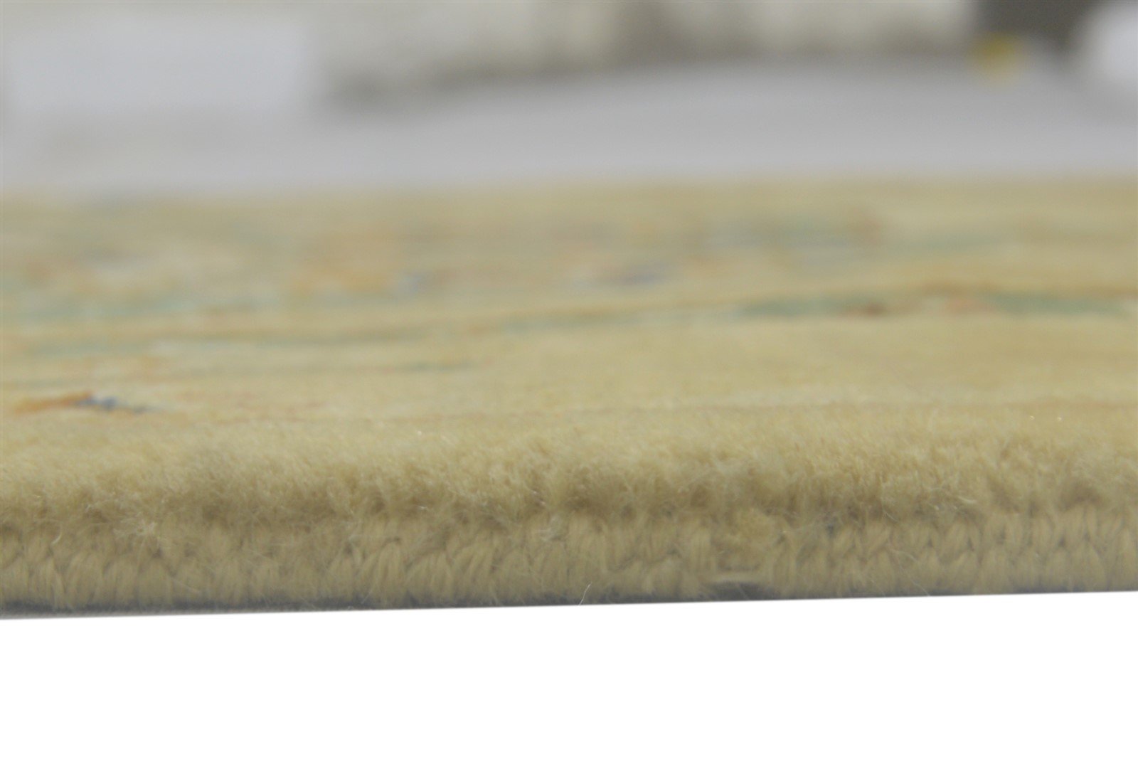 Beige Wool / Silk Rug 3X15 Persian Hand Knotted Oushak Oriental Small Runner 7864089542805