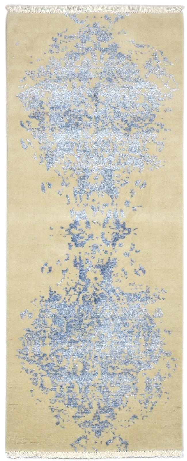 Beige Wool / Silk Rug 3X6 Modern Hand Knotted Scandinavian Abstract Small 7864100061333