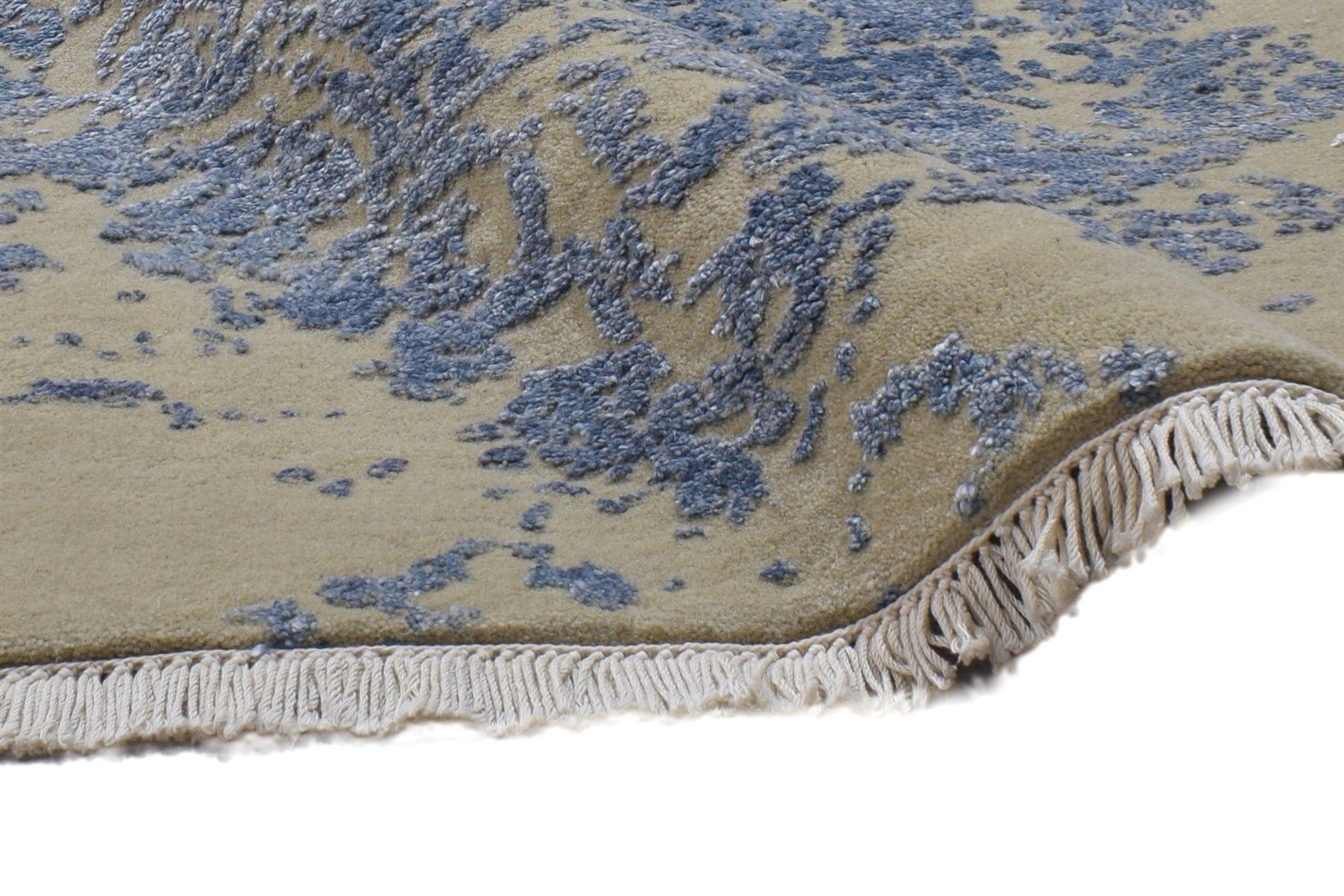 Beige Wool / Silk Rug 3X6 Modern Hand Knotted Scandinavian Abstract Small 7864100061333