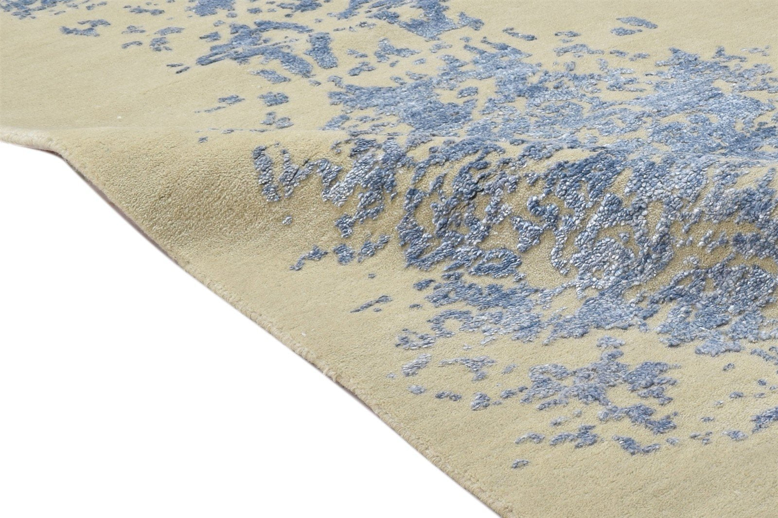 Beige Wool / Silk Rug 3X6 Modern Hand Knotted Scandinavian Abstract Small 7864100061333