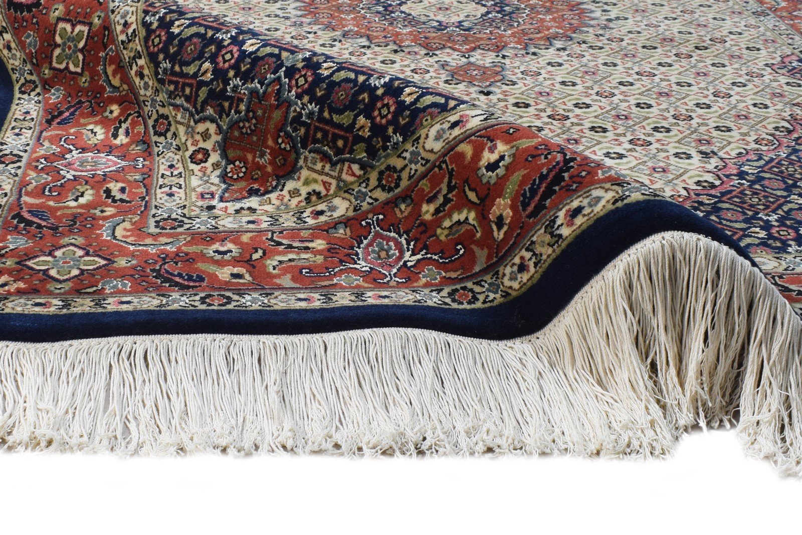 Beige Wool / Silk Rug 4X6 Persien Hand Knotted Kashan Oriental Room Size Carpet 7865129402517