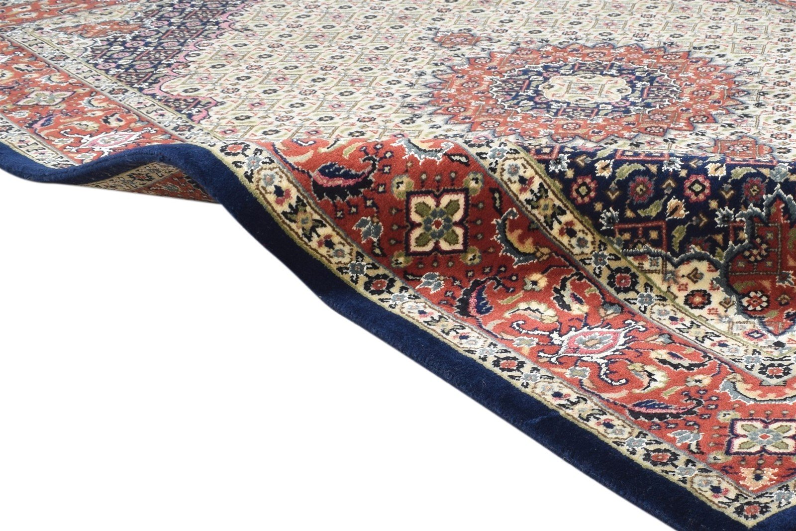 Beige Wool / Silk Rug 4X6 Persien Hand Knotted Kashan Oriental Room Size Carpet 7865129402517