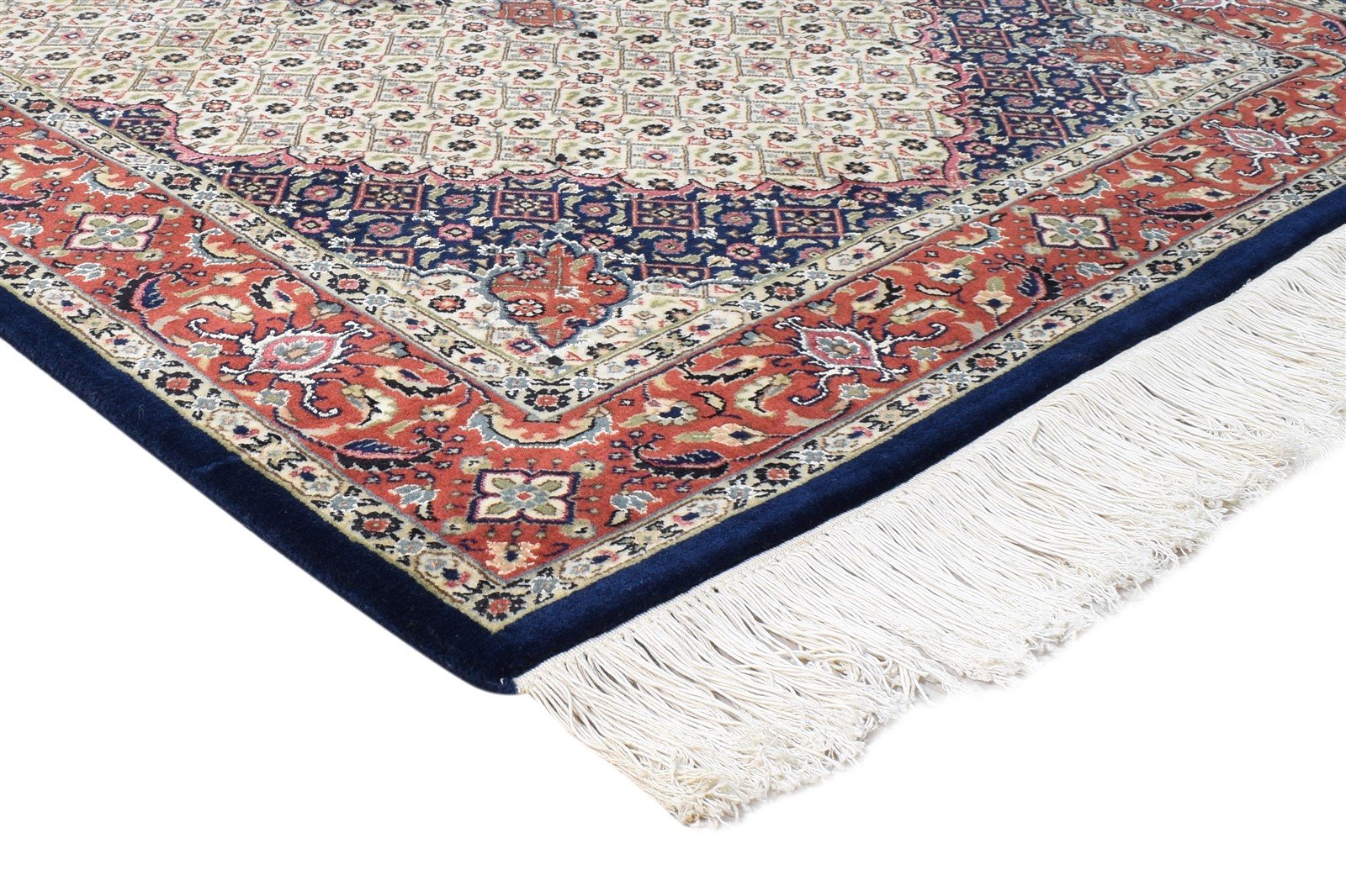 Beige Wool / Silk Rug 4X6 Persien Hand Knotted Kashan Oriental Room Size Carpet 7865129402517
