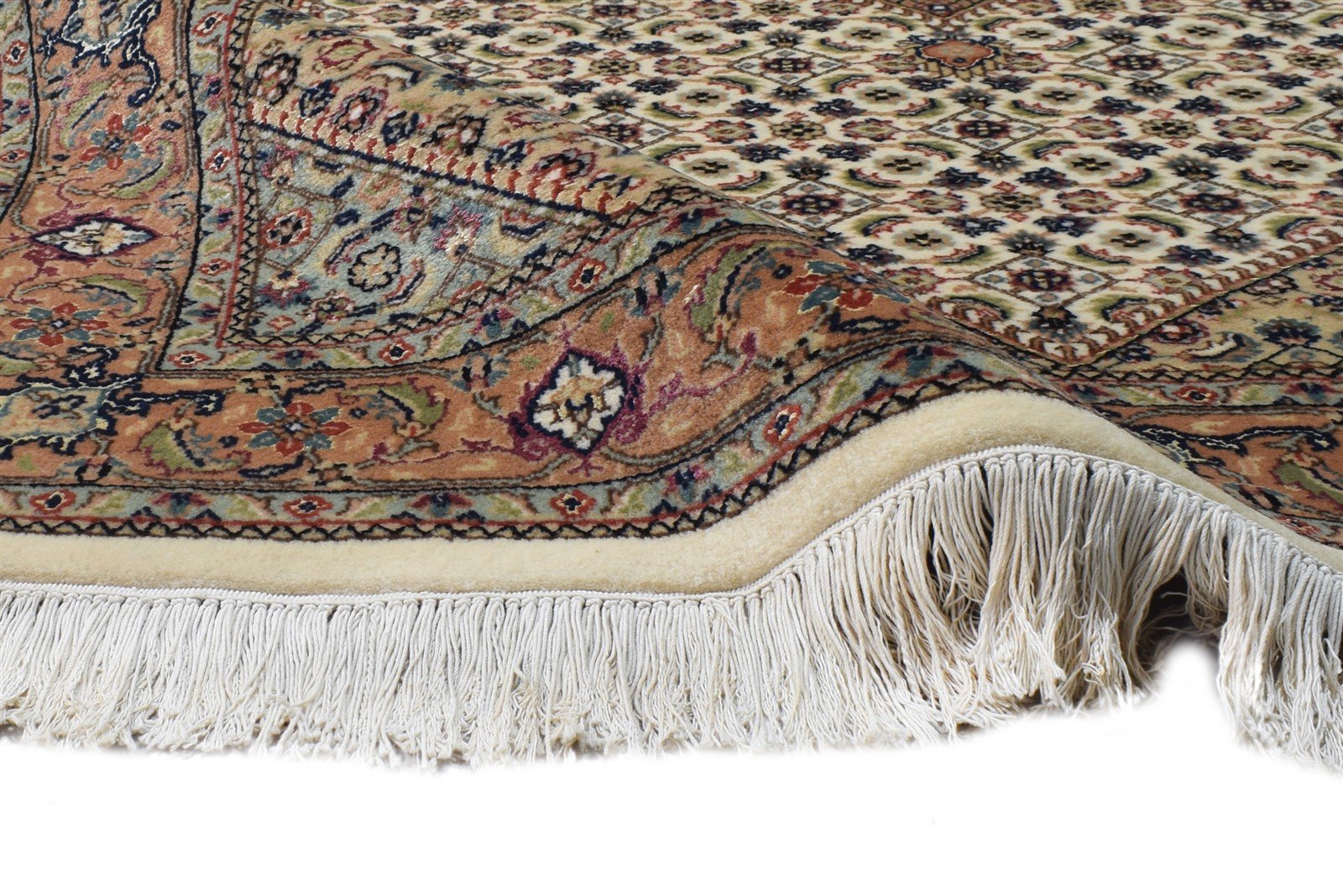 Beige Wool / Silk Rug 4X6 Persien Hand Knotted Kashan Oriental Room Size Carpet 7865129271445