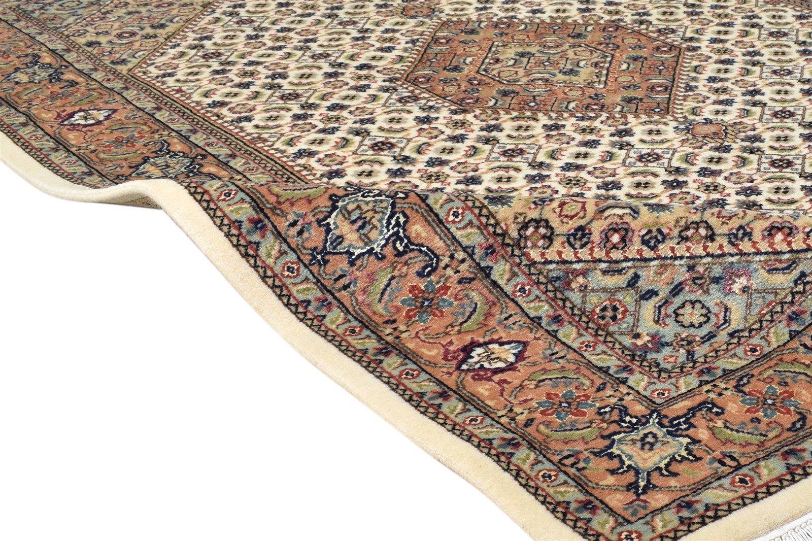 Beige Wool / Silk Rug 4X6 Persien Hand Knotted Kashan Oriental Room Size Carpet 7865129271445