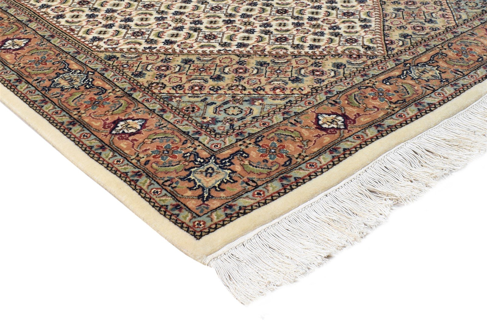 Beige Wool / Silk Rug 4X6 Persien Hand Knotted Kashan Oriental Room Size Carpet 7865129271445